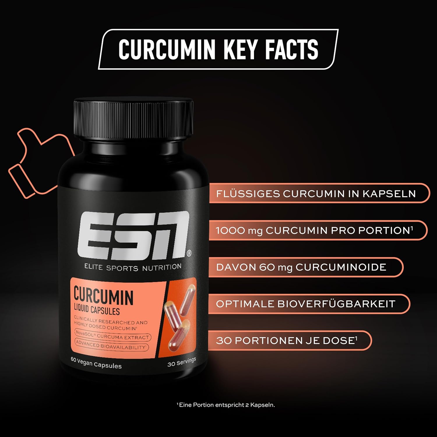 ESN Kurkuma Kapseln 60 Stk 1000 mg Curcumin NovaSOL vegan