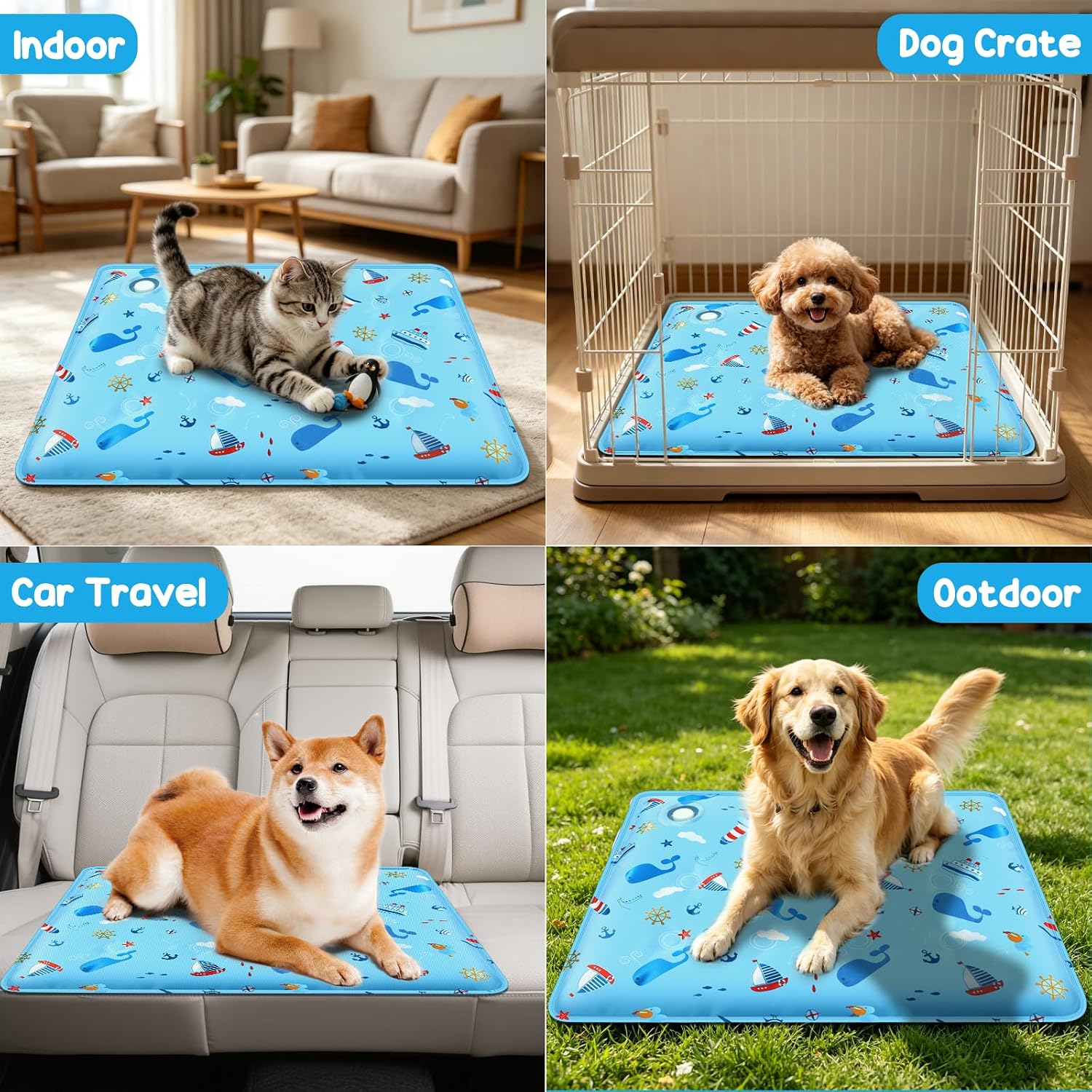 Selbstkuehlende Hundematte fuer Hunde und Katzen mit ungiftigem Gel, Kuehldecke