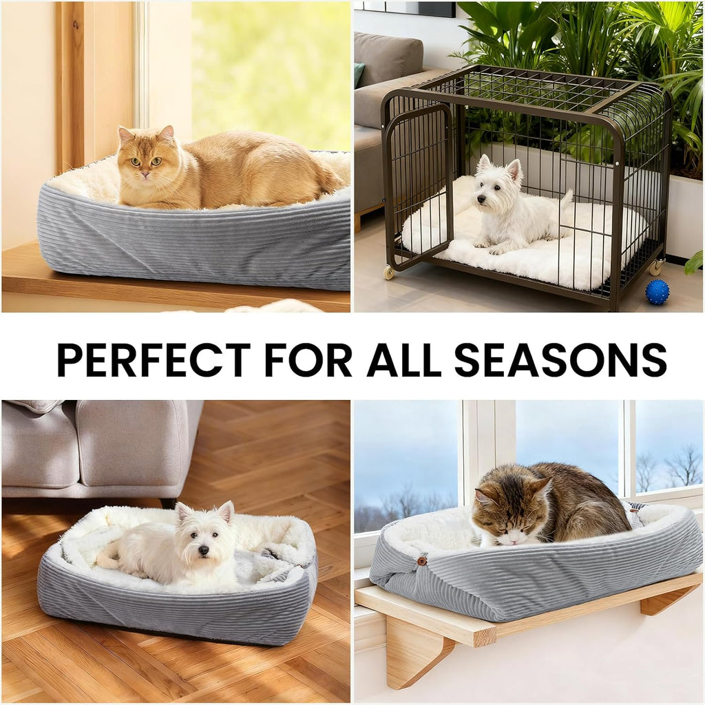 Katzenbett waschbar 42x38 cm Pluesch 2-in-1 Kissen Decke Sofa, entfaltet 61x51 cm