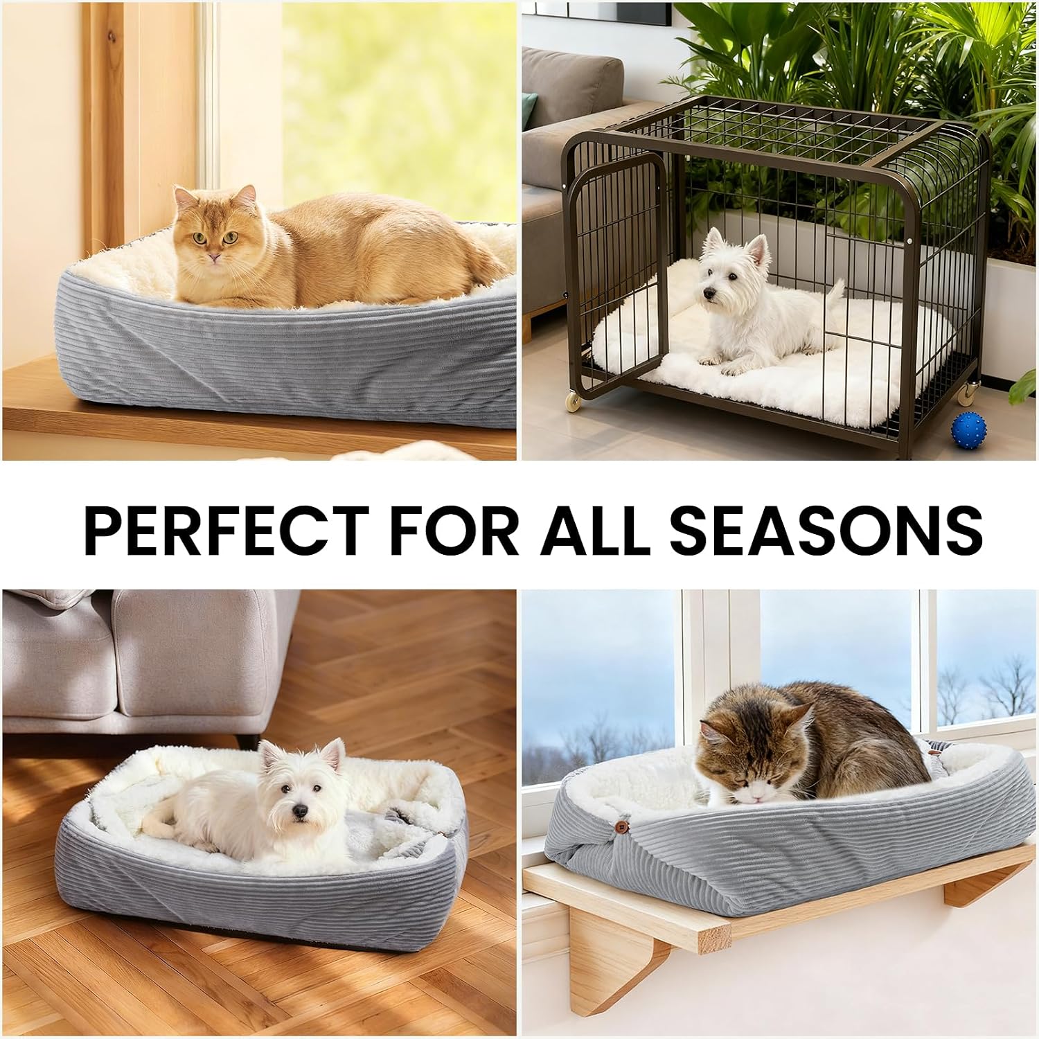 Katzenbett waschbar 42x38 cm Pluesch 2-in-1 Kissen Decke Sofa, entfaltet 61x51 cm