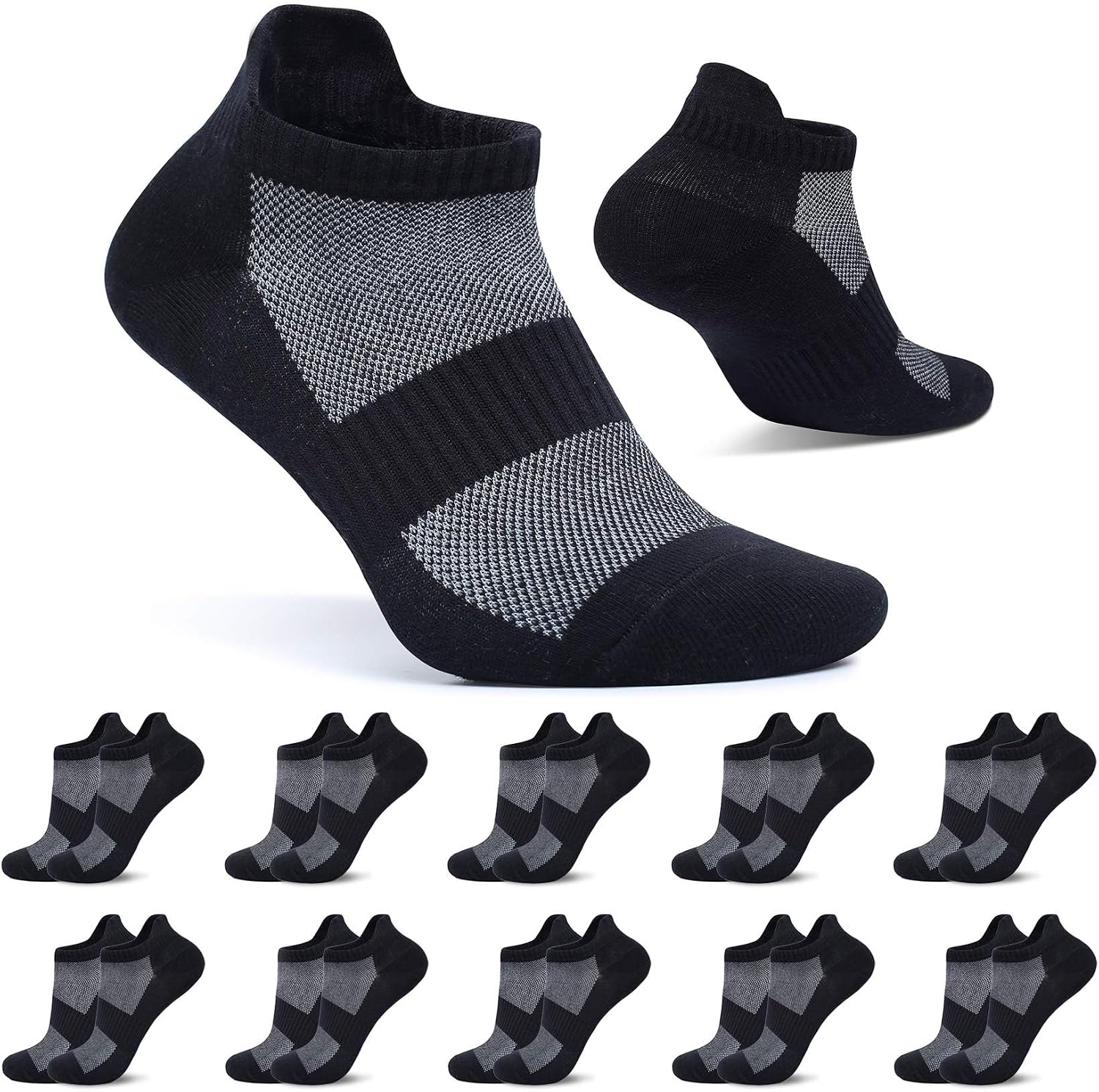 FALARY 10 Paar Sneaker Socken Baumwolle Herren Damen Kurz Sportsocken
