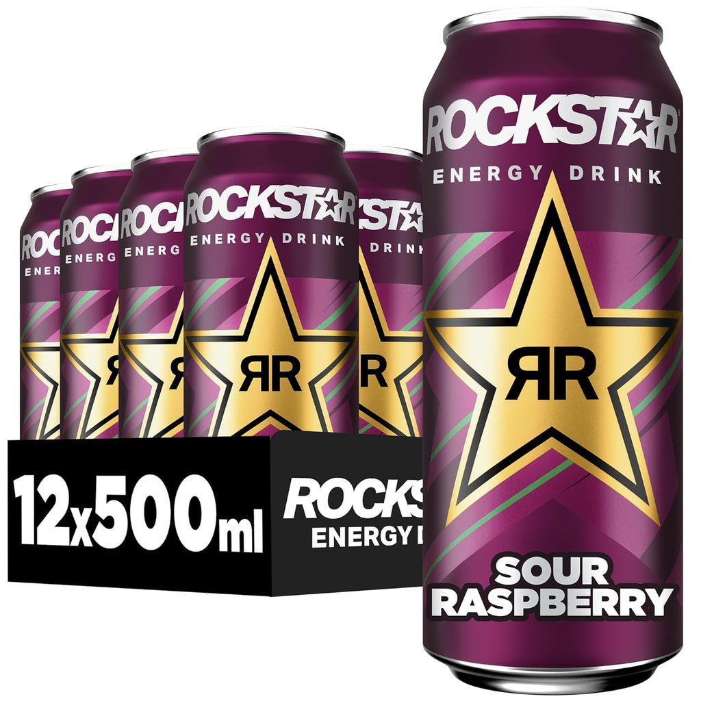 Rockstar Energy Drink Sour Raspberry 12 x 500 ml Einweg koffeinhaltig