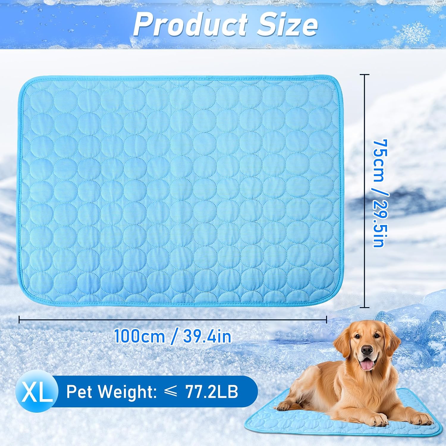 Hundekuehlmatte 100x70 cm selbstkuehlend waschbar fuer Boden Sofa Auto