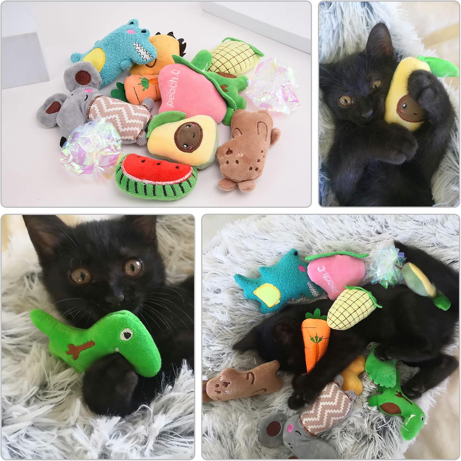 12er Set Katzenminze Spielzeug Plüschkissen Baldrian Knisterbälle für Katze