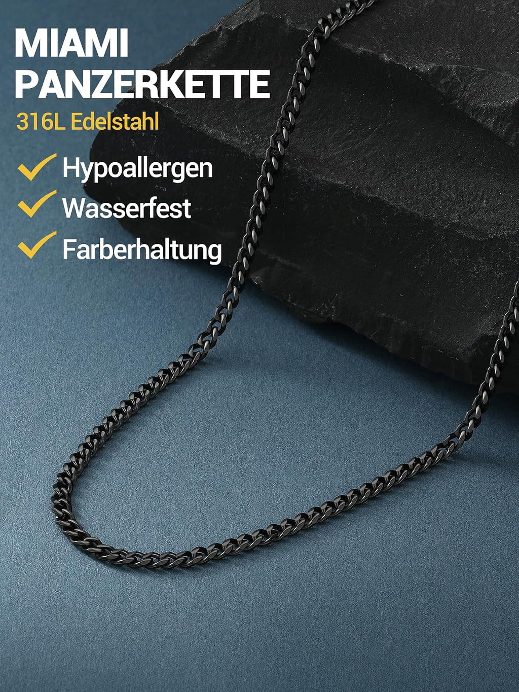 PROSTEEL Panzerkette Herren Edelstahl vergoldet 3/6/9/12 mm 36-76 cmm