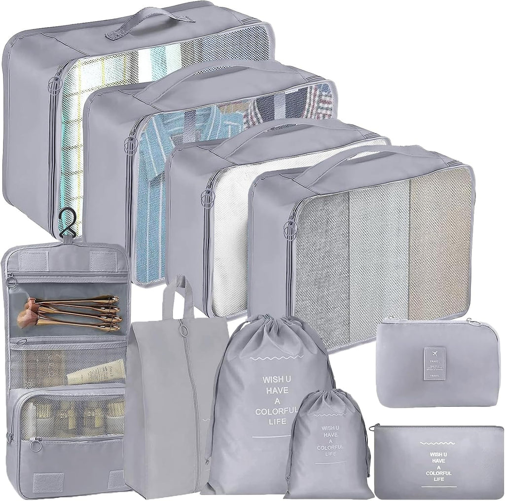 Packwuerfel 10er Set Koffer Organizer Reise Zubehoer Grau - Taschen Organizer