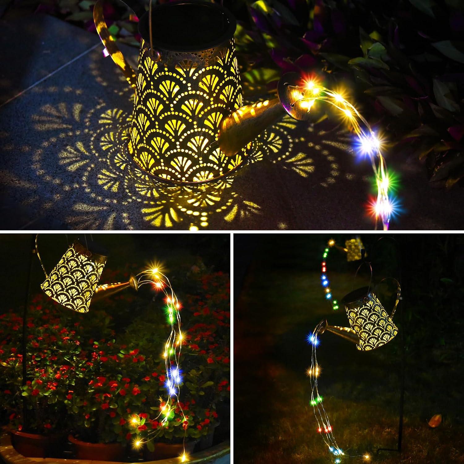 DeepDream Solar Giesskanne Lichterkette Aussen LED Wasserdicht Gartendeko