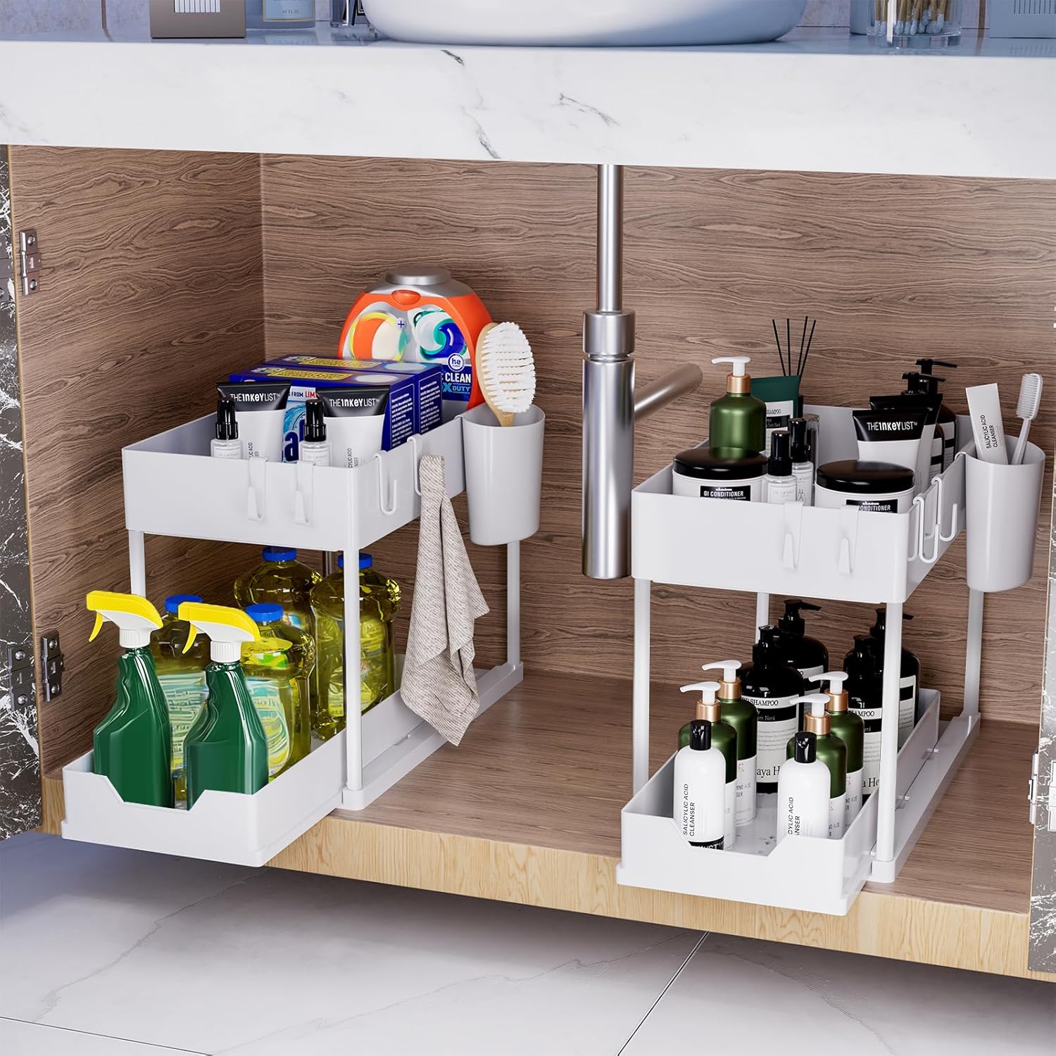 Unter Waschbecken Regal 2 Etagen Spuelschrank Organizer schwarz