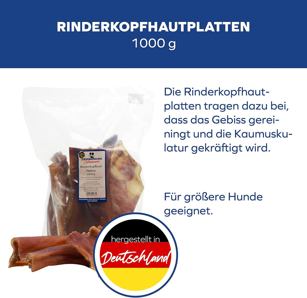 Rinderkopfhautplatten getrocknet Zahnpflege Kauartikel fuer Hunde