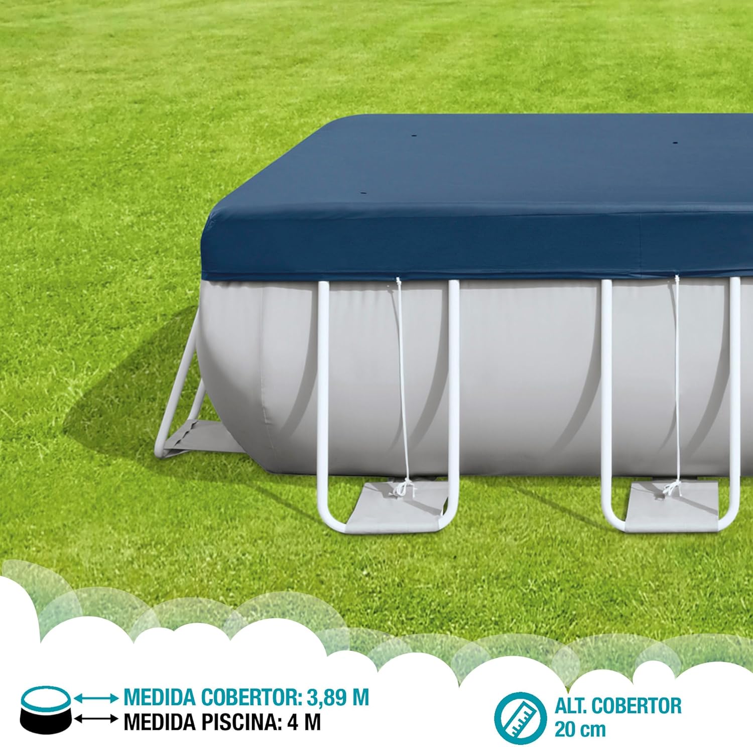 Intex Abdeckplane rechteckig 389 x 184 cm fuer Frame Pool Winter Sommer