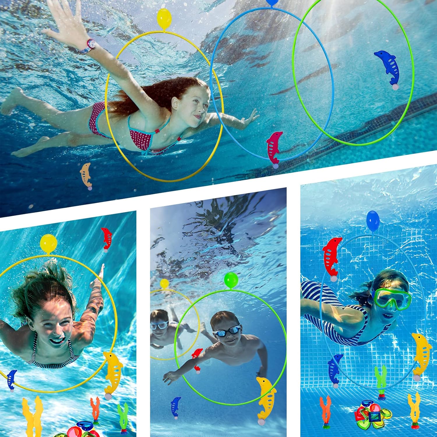 Pool Spielzeug Kinder Tauchspielzeug Tauchringe Set Wasserspielzeug 5-12 Jahre
