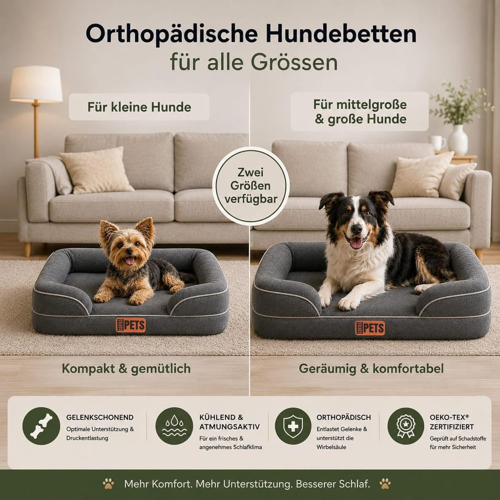 Orthopädisches Hundebett Memory Foam wasserfest Hundekissen