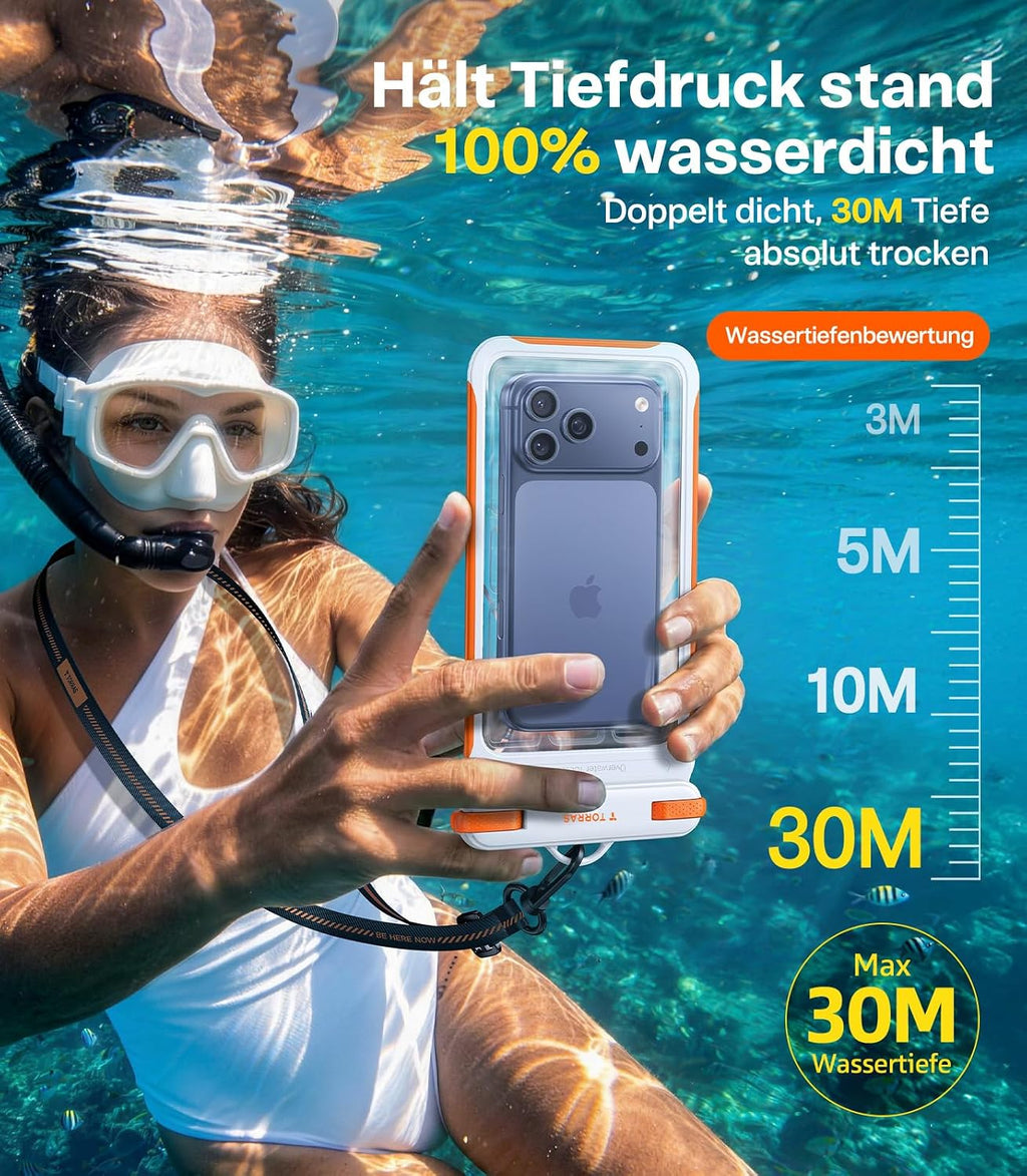 TORRAS Wasserdichte Handyhuelle IPX8 7,9" schwimmend Touch bedienbar Schwarz