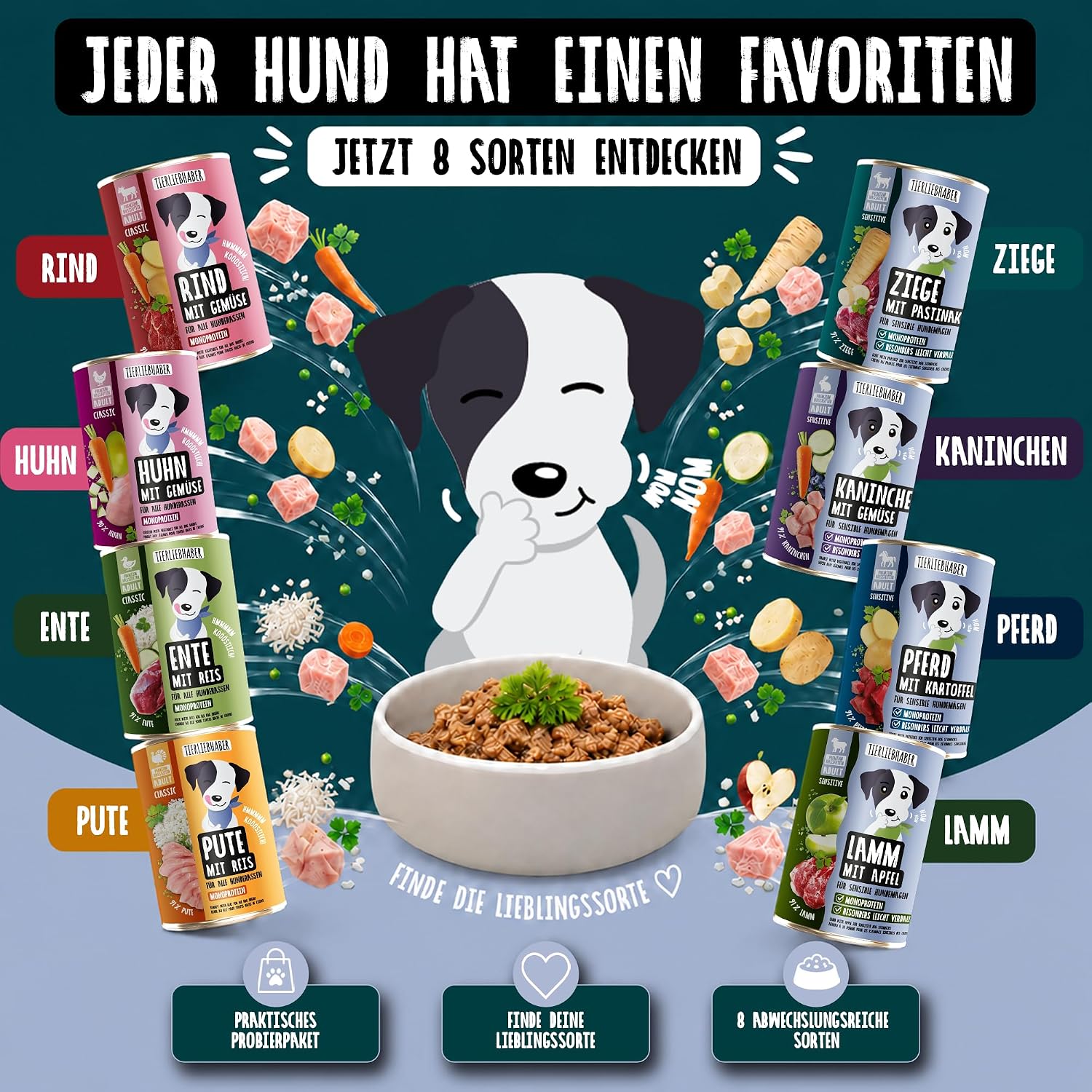 Tierliebhaber Hundefutter Nass Ziege mit Pastinake 91% Fleisch