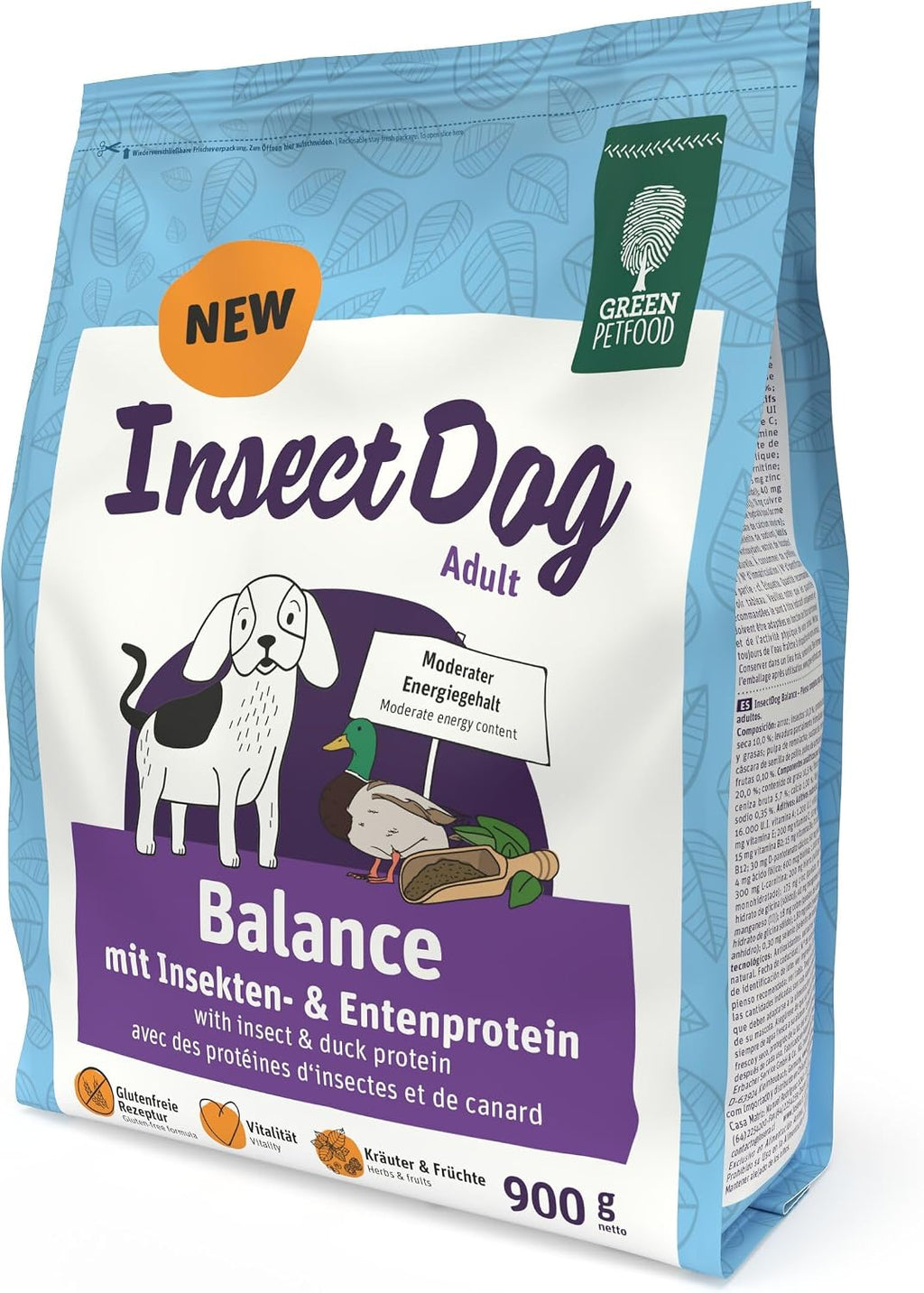 Green Petfood InsectDog Vitality Adult Hunde Trockenfutter Insekten Ente -7