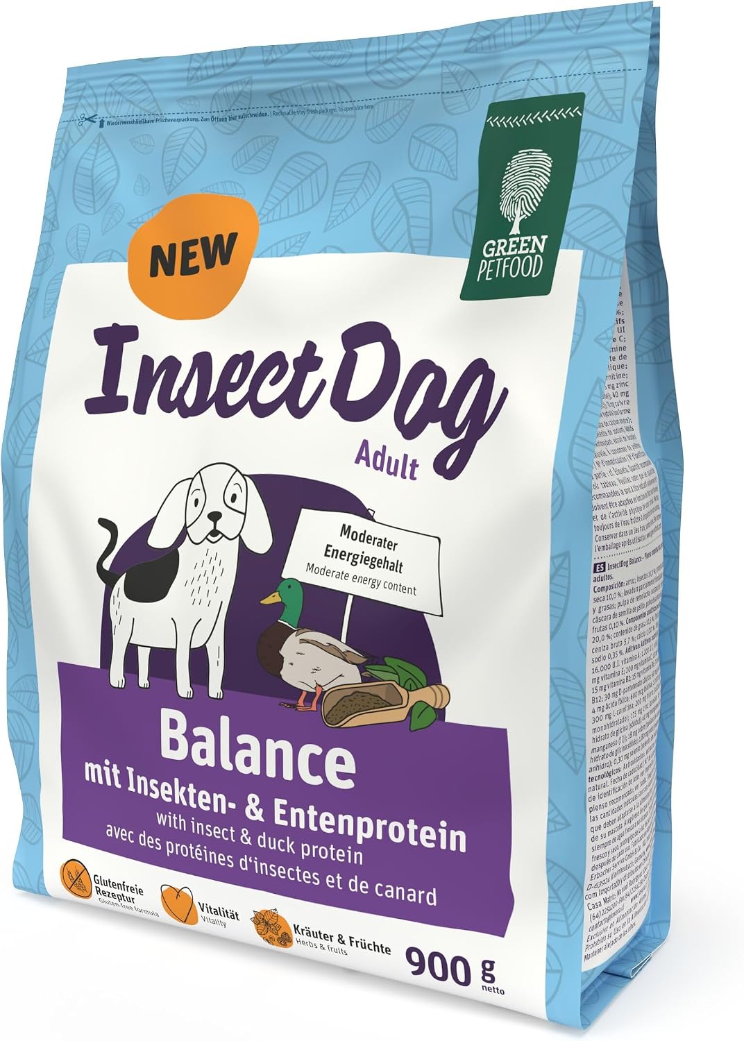 Green Petfood InsectDog Vitality Adult Hunde Trockenfutter Insekten Ente -7