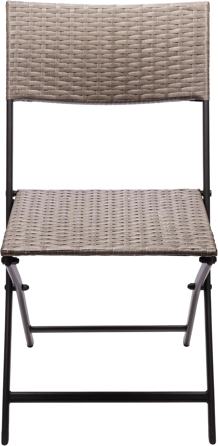 Brubaker Gartenstuhl 2er Set Toskana Klappstuhl Polyrattan Grau-Braun