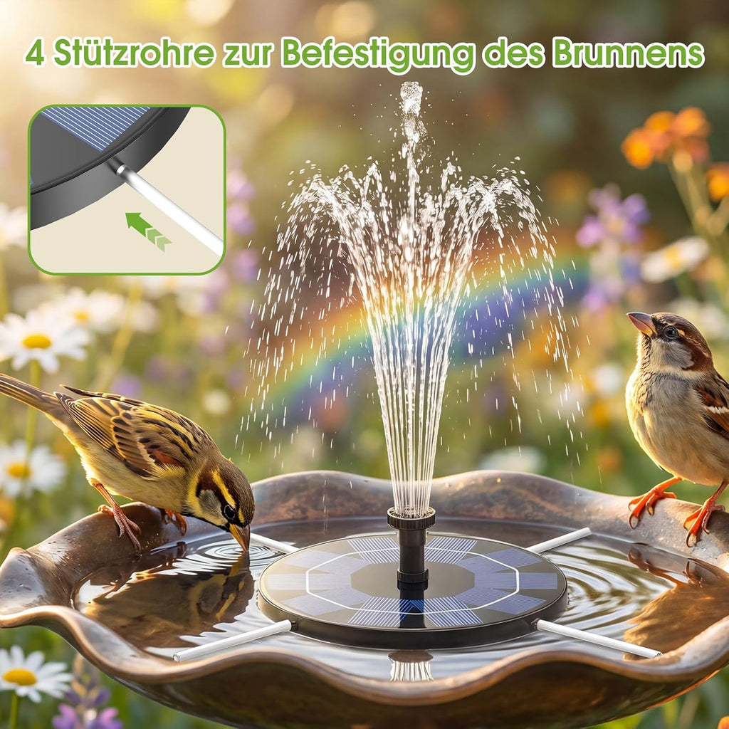 AISITIN Solarbrunnen 6 Sprueh‑Effekte schwimmende Teichpumpe 160mm-182mm