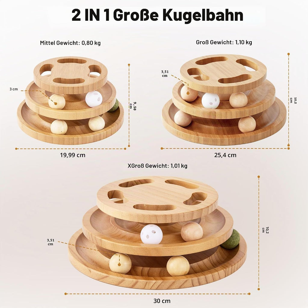 Holz Katzenspielzeug Puzzle mit Kugelbahn interaktives Intelligenzspiel