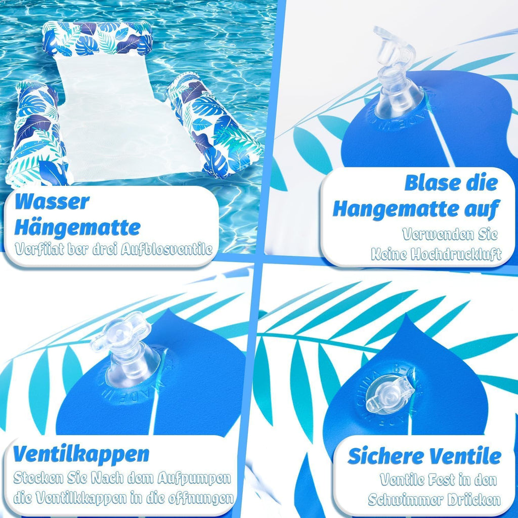 Alintor Wasserhaengematte 2er Set 4in1 Luftmatratze Pool Erwachsene Sommer
