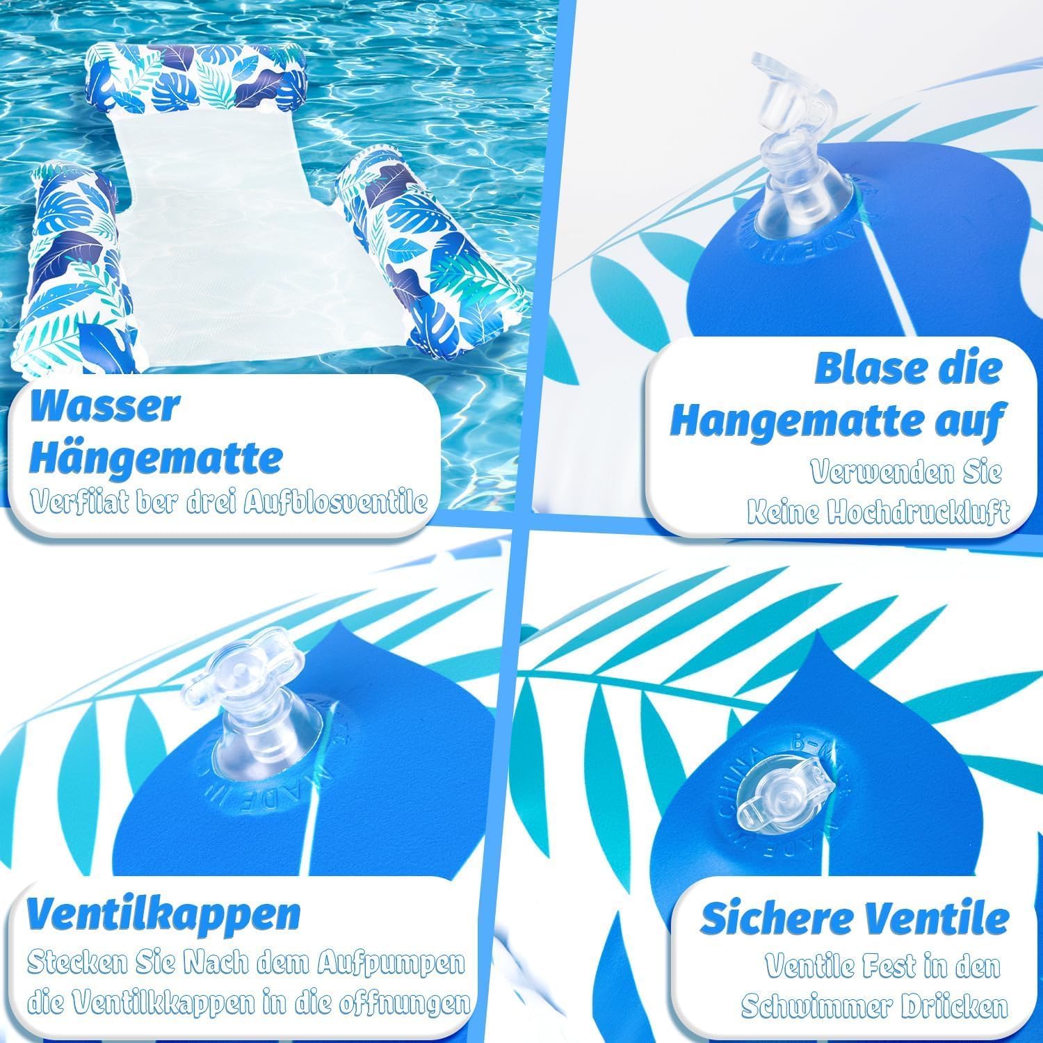 Alintor Wasserhaengematte 2er Set 4in1 Luftmatratze Pool Erwachsene Sommer