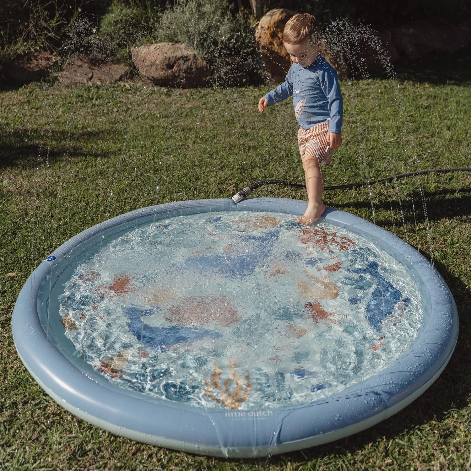 Little Dutch Sprinkler Wasser-Spielmatte 150 cm Ocean World blau ab 2 Jahre