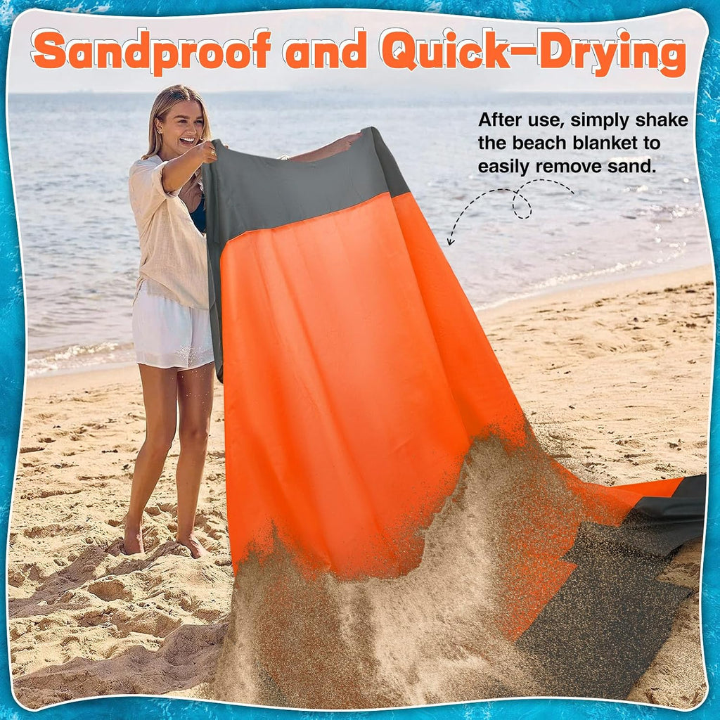 Stranddecke sandfrei 210x200 cm XXL blau - sandfeste Strandmatte fuer Strand Camp