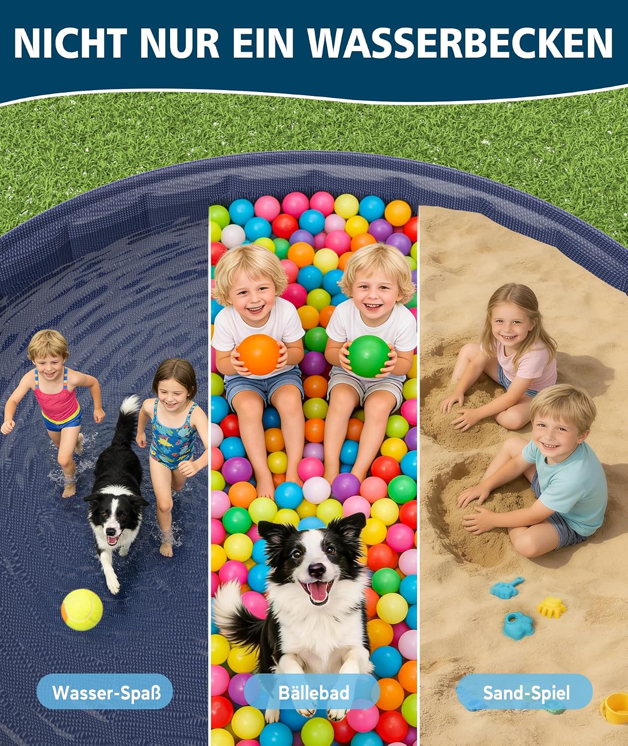 EPN Hundepool faltbar 200x40 cm PVC extra gross rutschfester Boden 140cm-200cm
