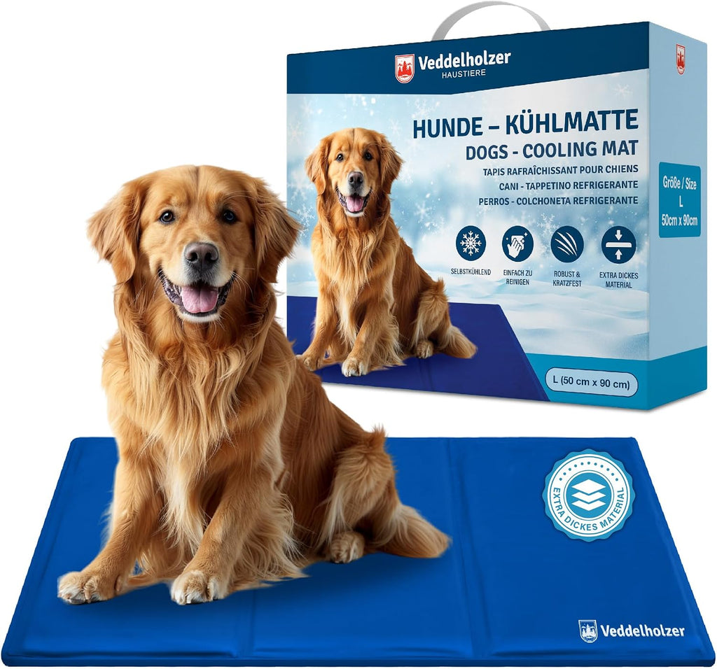Veddelholzer Hundekuehlmatte 50-65 cm extra dick selbstkuehlend faltbar
