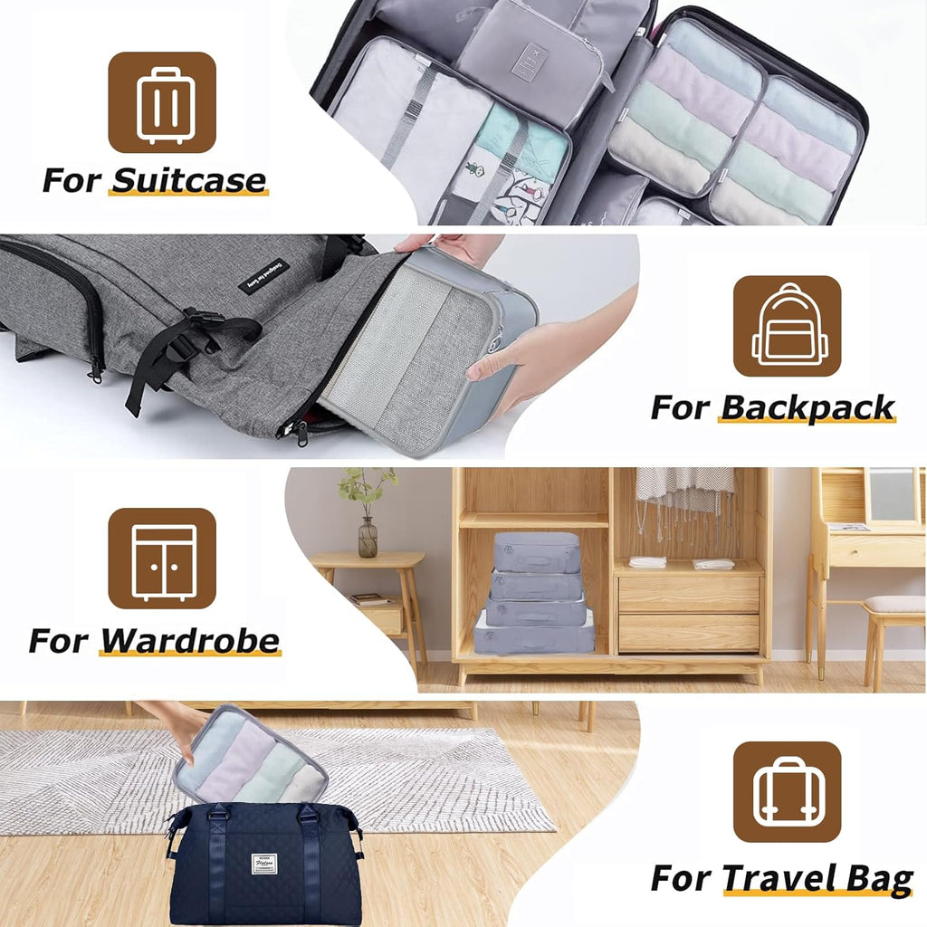 Packwuerfel 10er Set Koffer Organizer Reise Zubehoer Grau - Taschen Organizer