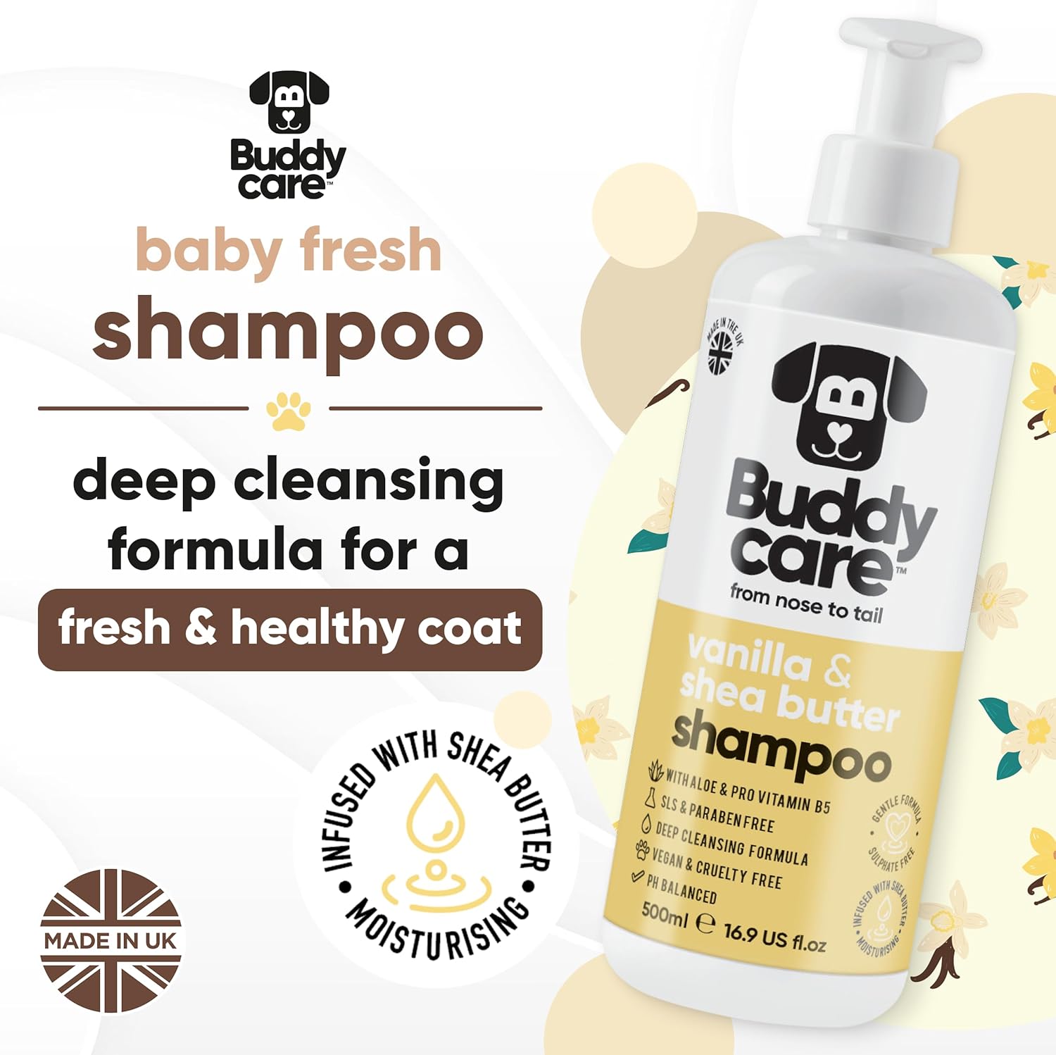 Buddycare 2in1 Hundeshampoo Conditioner fuer alle Rassen, verschiede