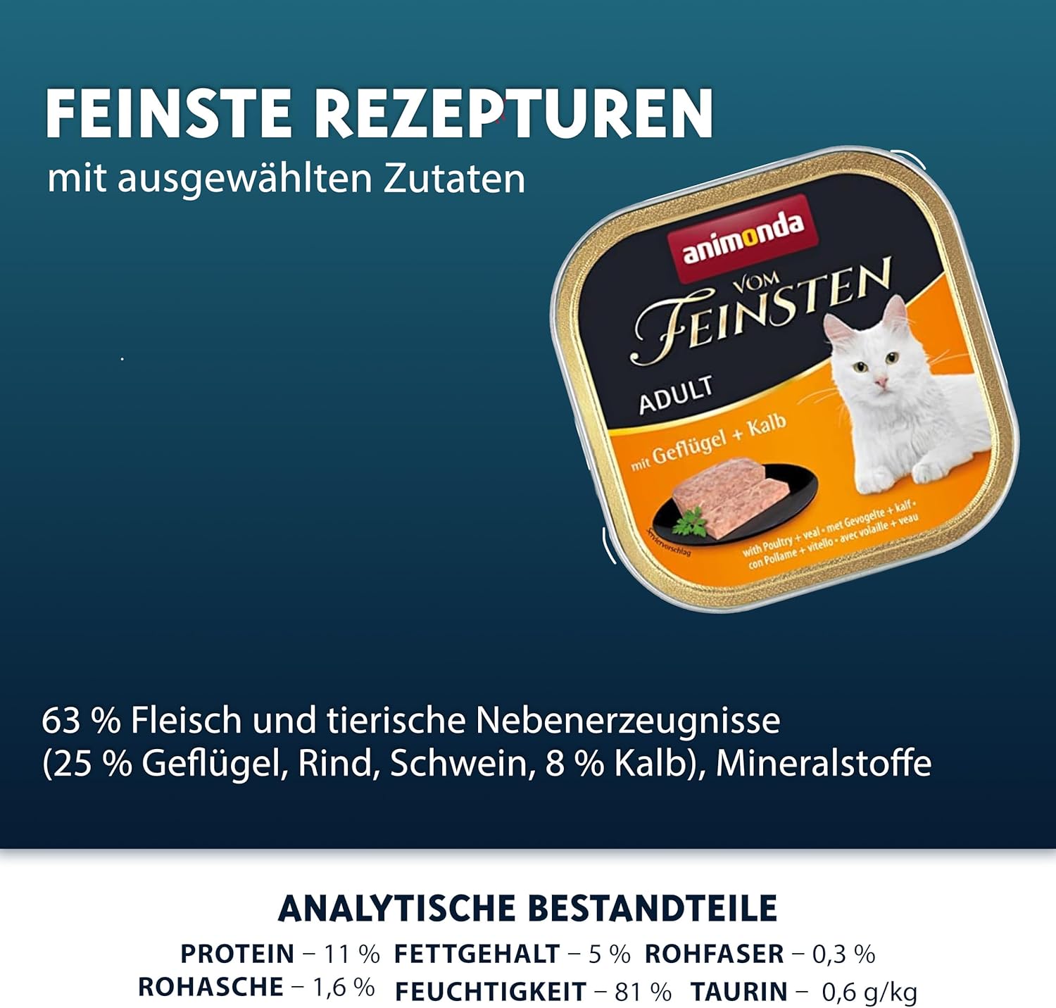animonda Vom Feinsten Adult Gefluegel+Kalb Katzenfutter 32x100g, verschiedene Sor