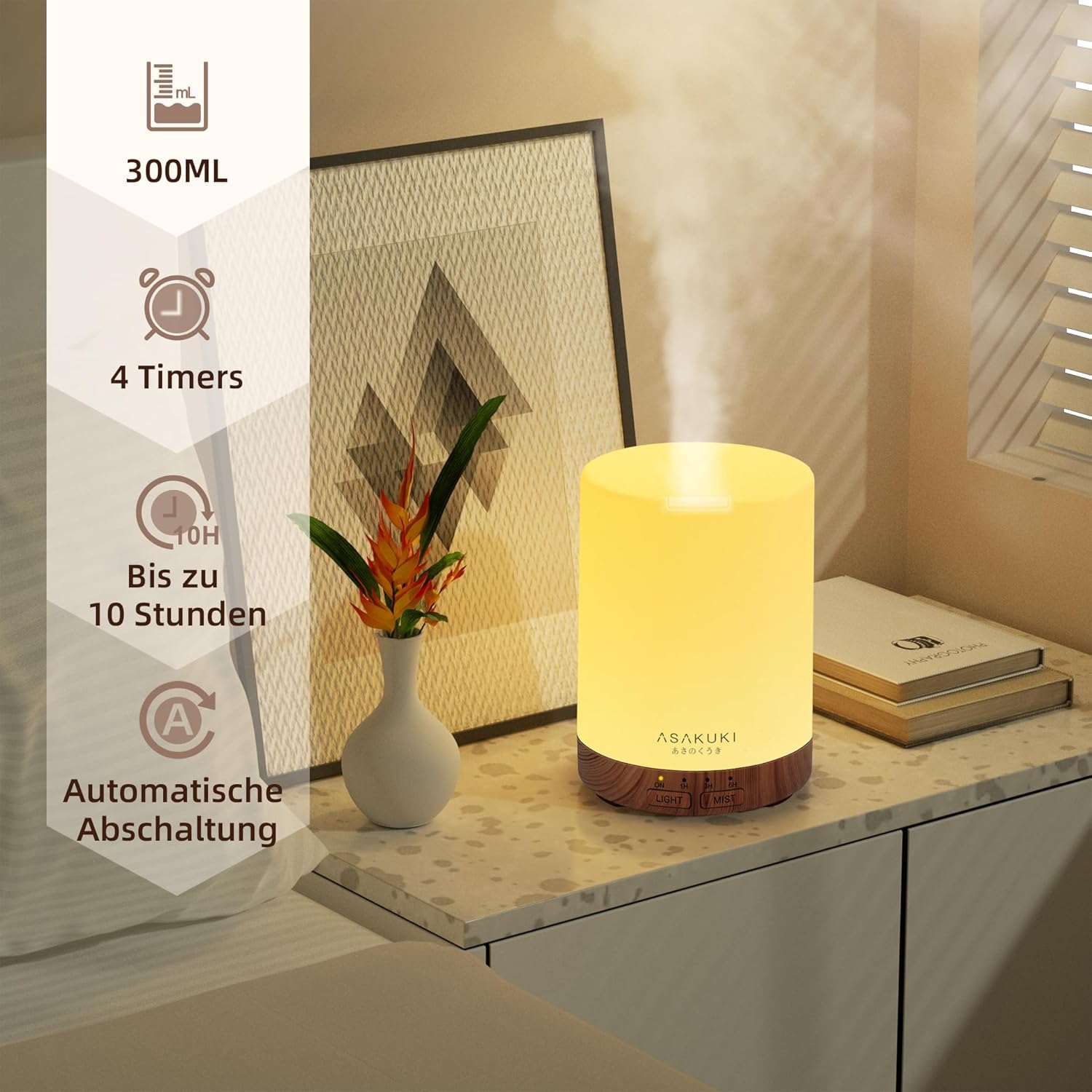 ASAKUKI 5in1 Aroma Diffuser Ultraschall Duftdiffusor Luftbefeuchter Timer