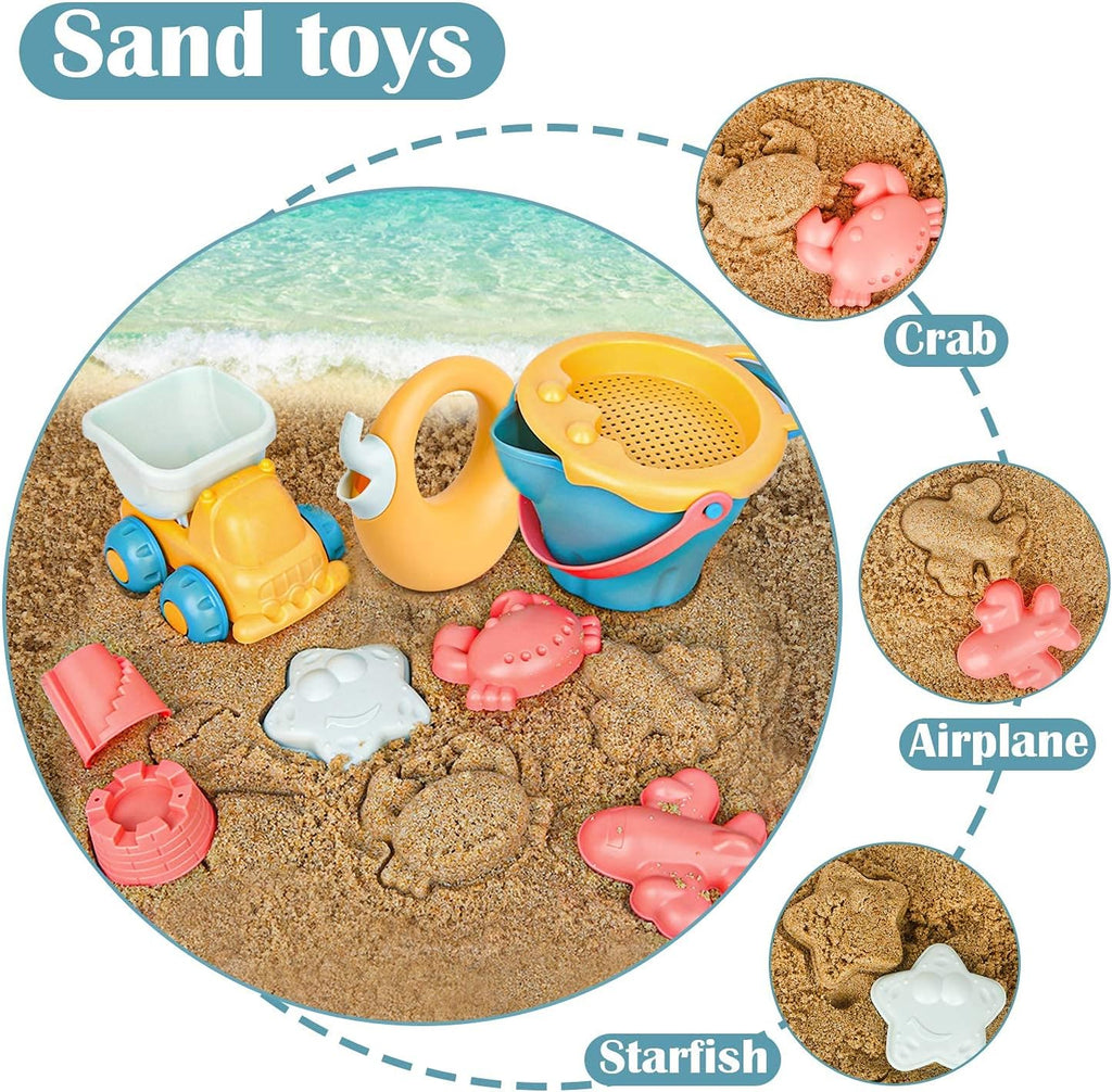Sandspielzeug Set 17-teilig Kinder Strandfoermchen Schaufel Eimer Rechen