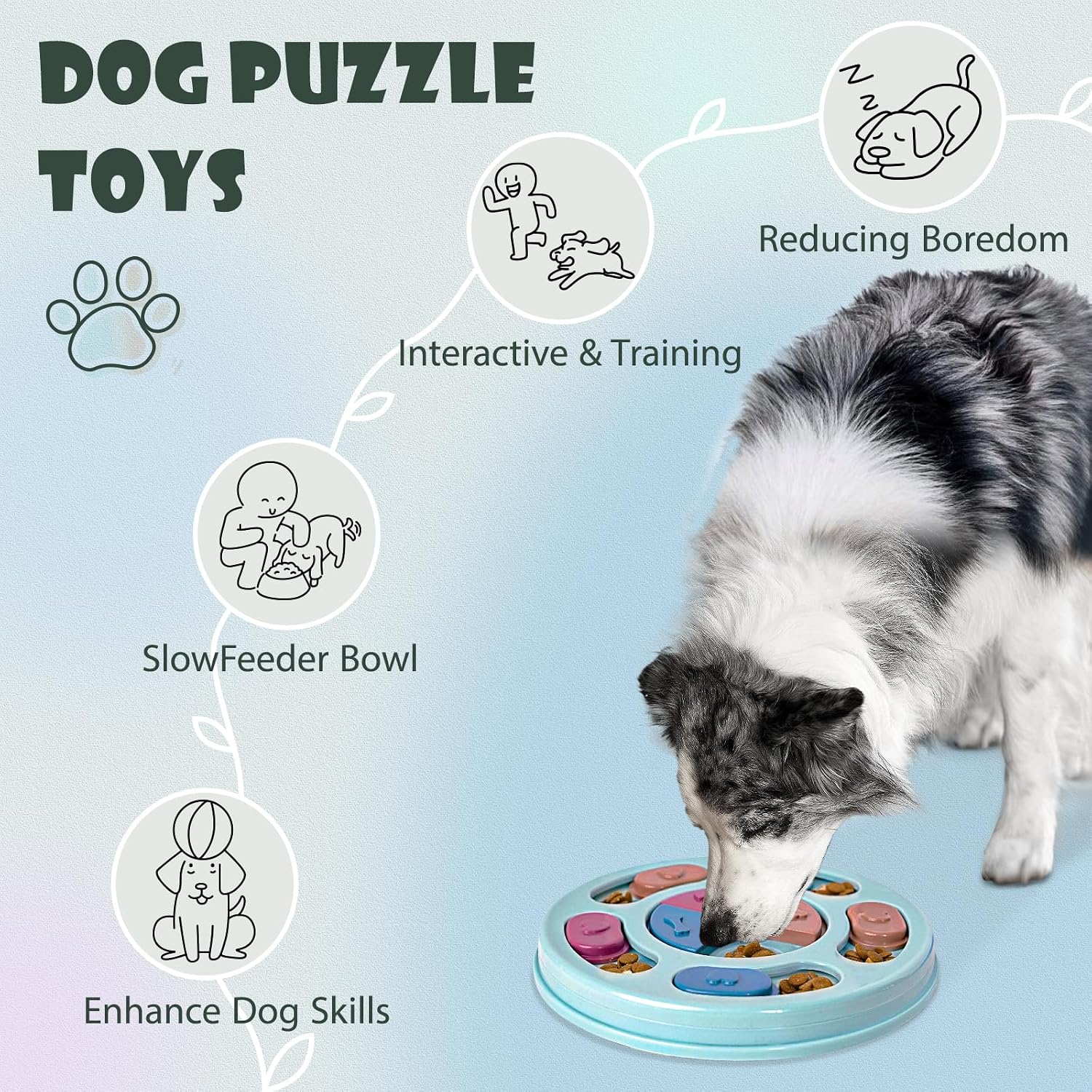 Intelligenzspielzeug fuer Hunde und Katzen Welpen waschbar blau
