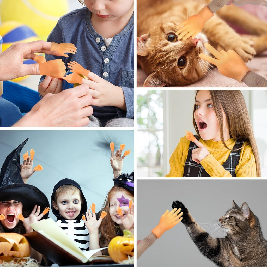14x Mini Hände Fingerpuppen Set Gummi Tiny Hands Party Spielzeug Katze Kinder