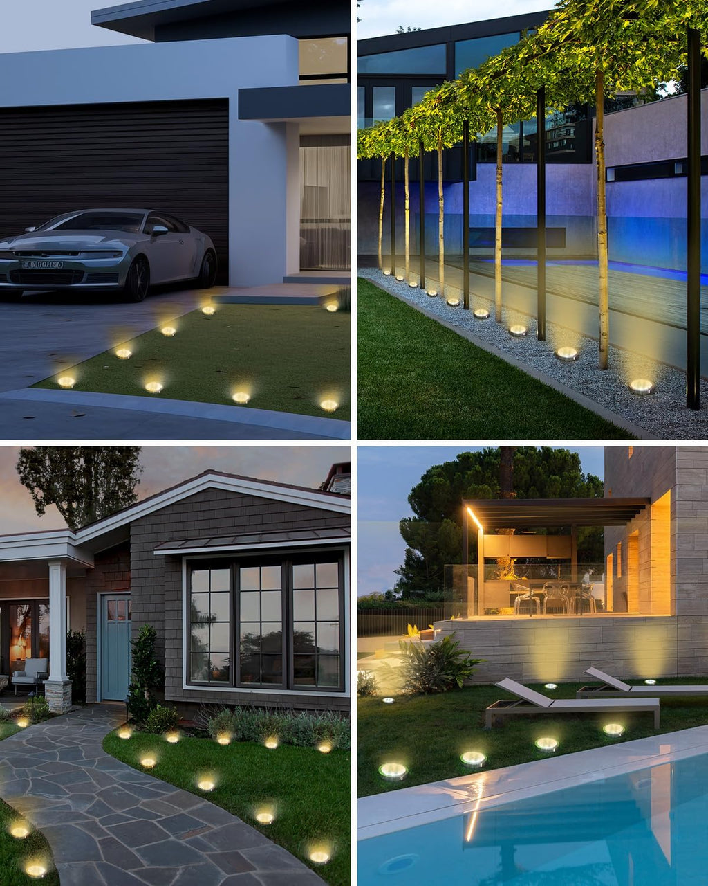btfarm 10er Solar Bodenleuchten aussen 8 LED wasserdicht warmweiss Garten Weg