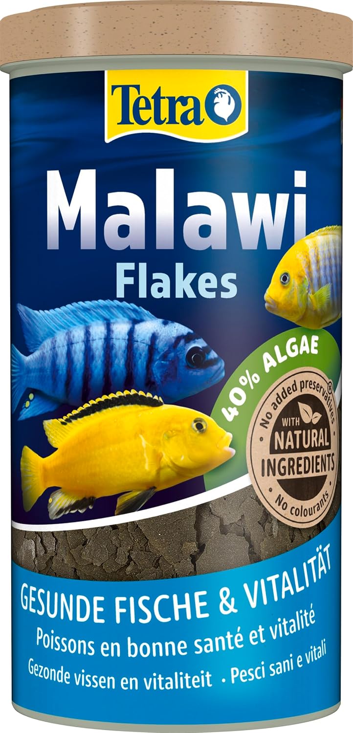 Tetra Malawi Flakes Fischfutter Flocken für pflanzenfressende Cichliden 1 L