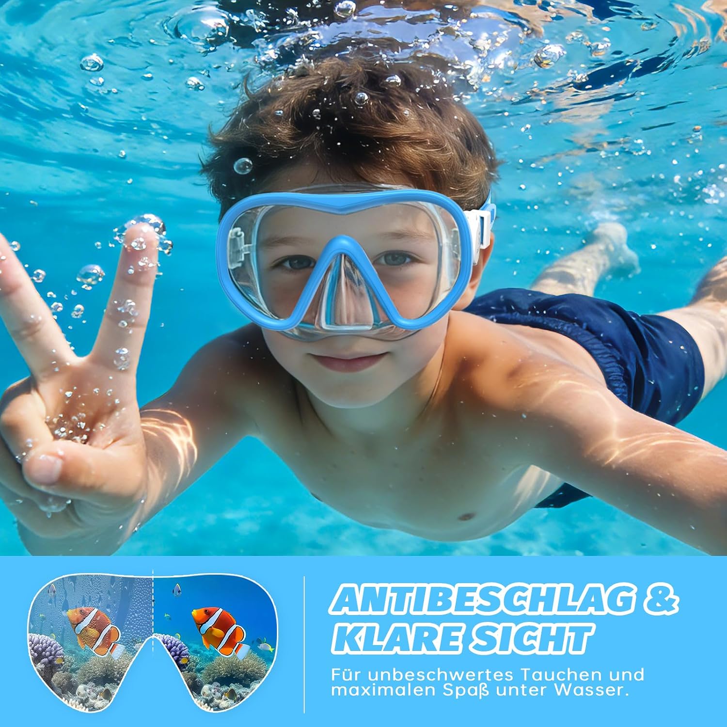 Kinder Schwimmbrille 180° Panorama Taucherbrille Anti-Beschlag Auslaufsicher