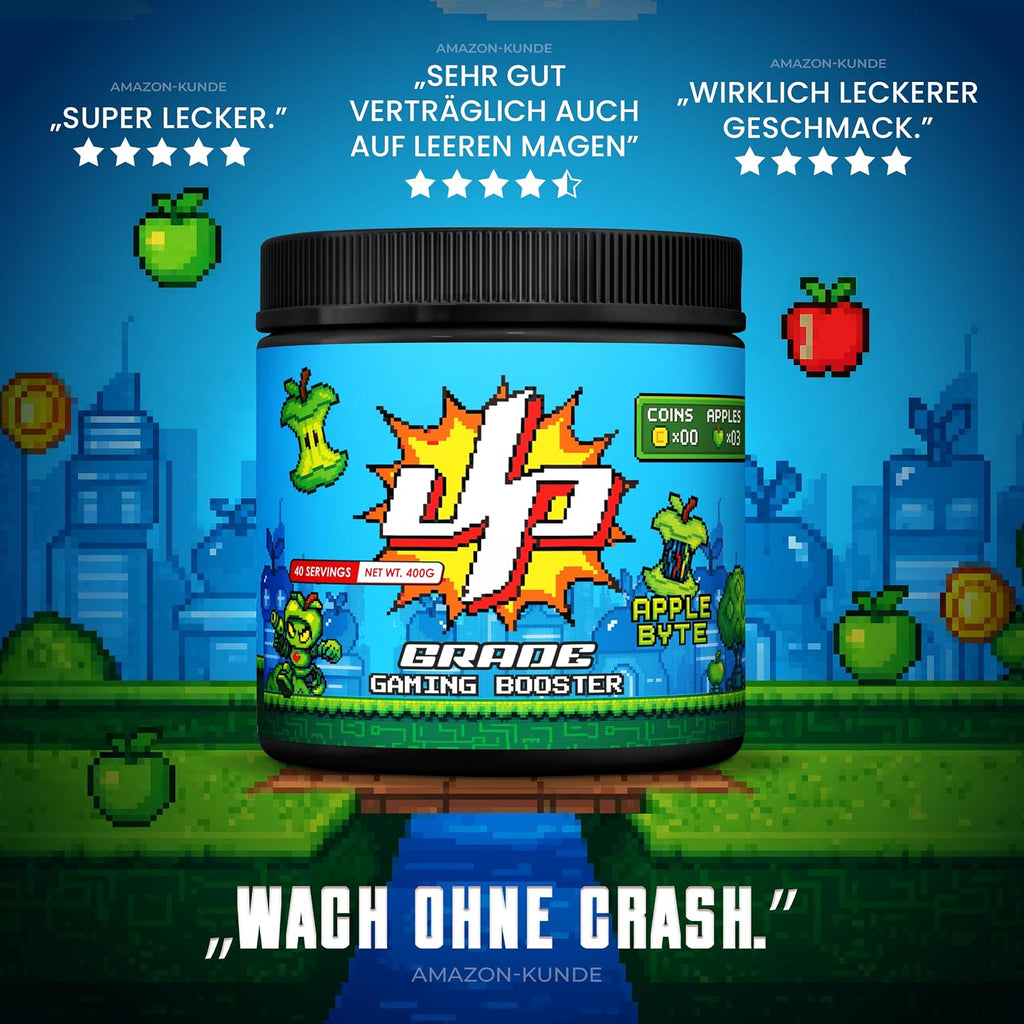 UP‑GRADE Gaming Booster Pulver 40 Portionen Fokus & Power verschiedene Sor