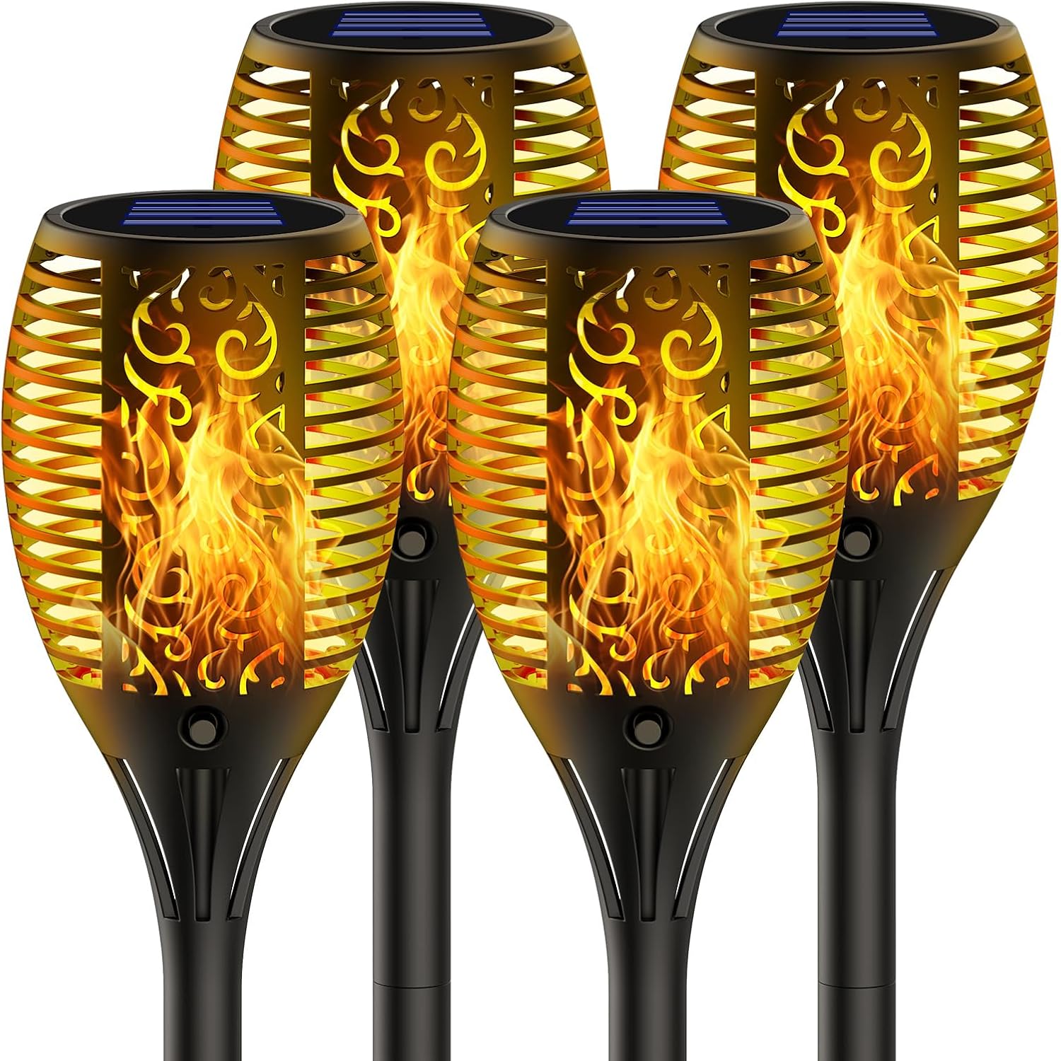 Solarlampen Aussen 4er Set 33 LED Solarfackeln flackernde Flamme IP65