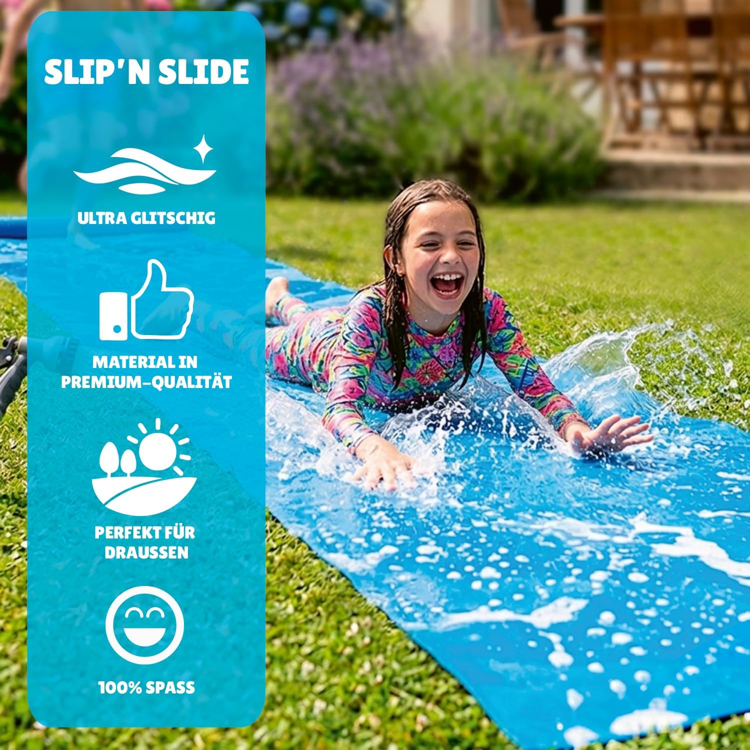 Slip'n Slide 10 m Wasserrutschmatte XXL fuer Garten Wasserspiel Freiluft