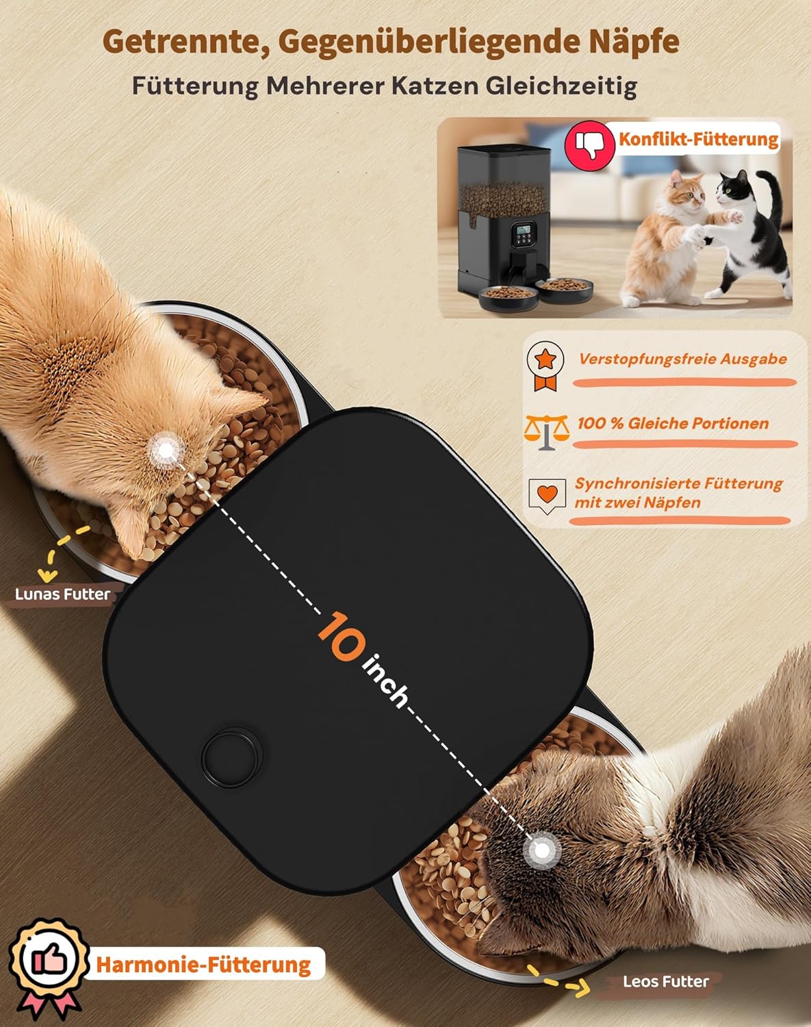 HONEYGUARDIAN Futterautomat fuer Katzen mit WiFi App Steuerung und Mahlzeitenplan