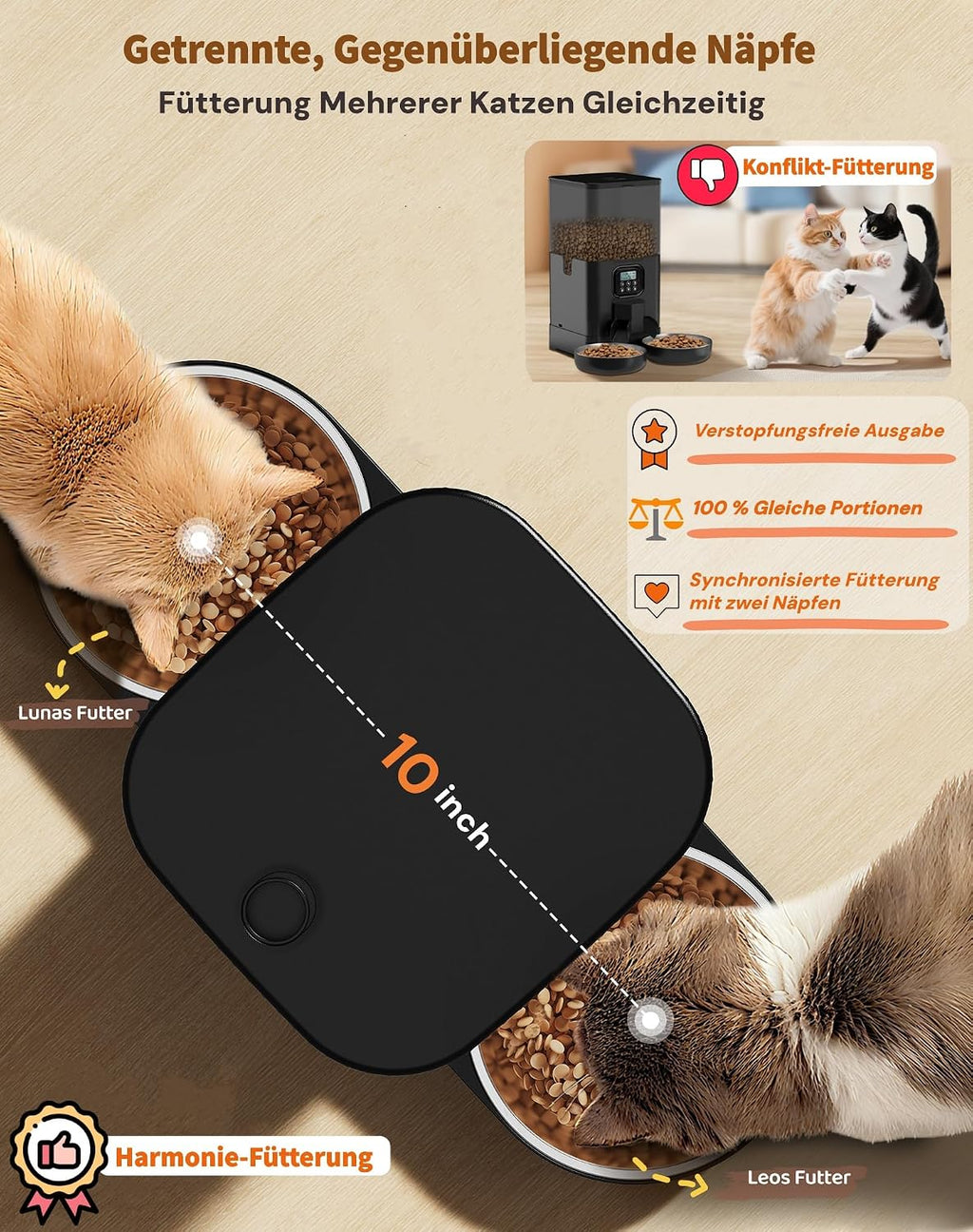 HoneyGuardian Futterautomat Katze mit WLAN App Steuerung und 6 Mahlzeiten