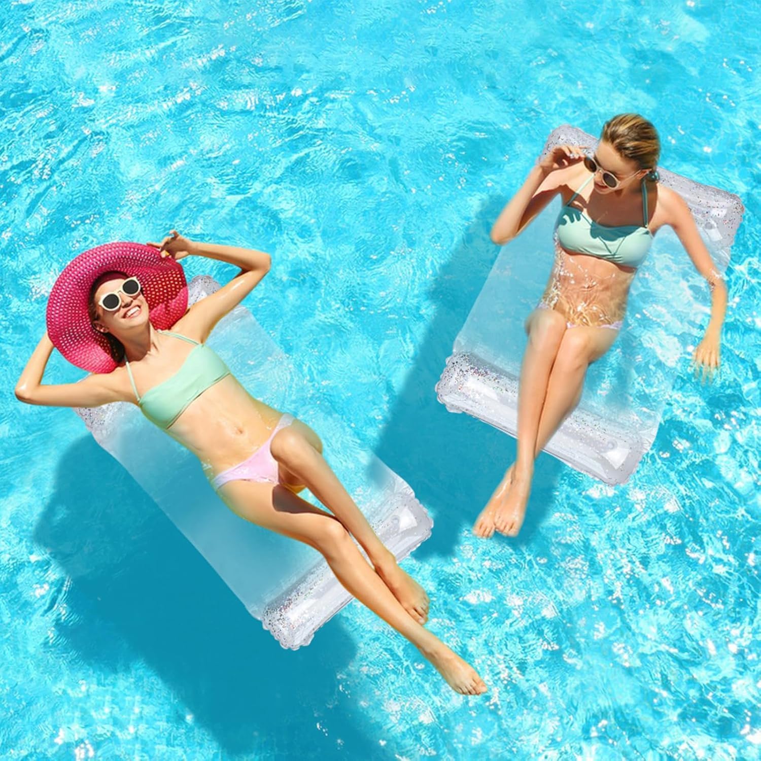CYFIE Wasserhaengematte 4in1 aufblasbar mit Netz und Luftpumpe, 2er Set