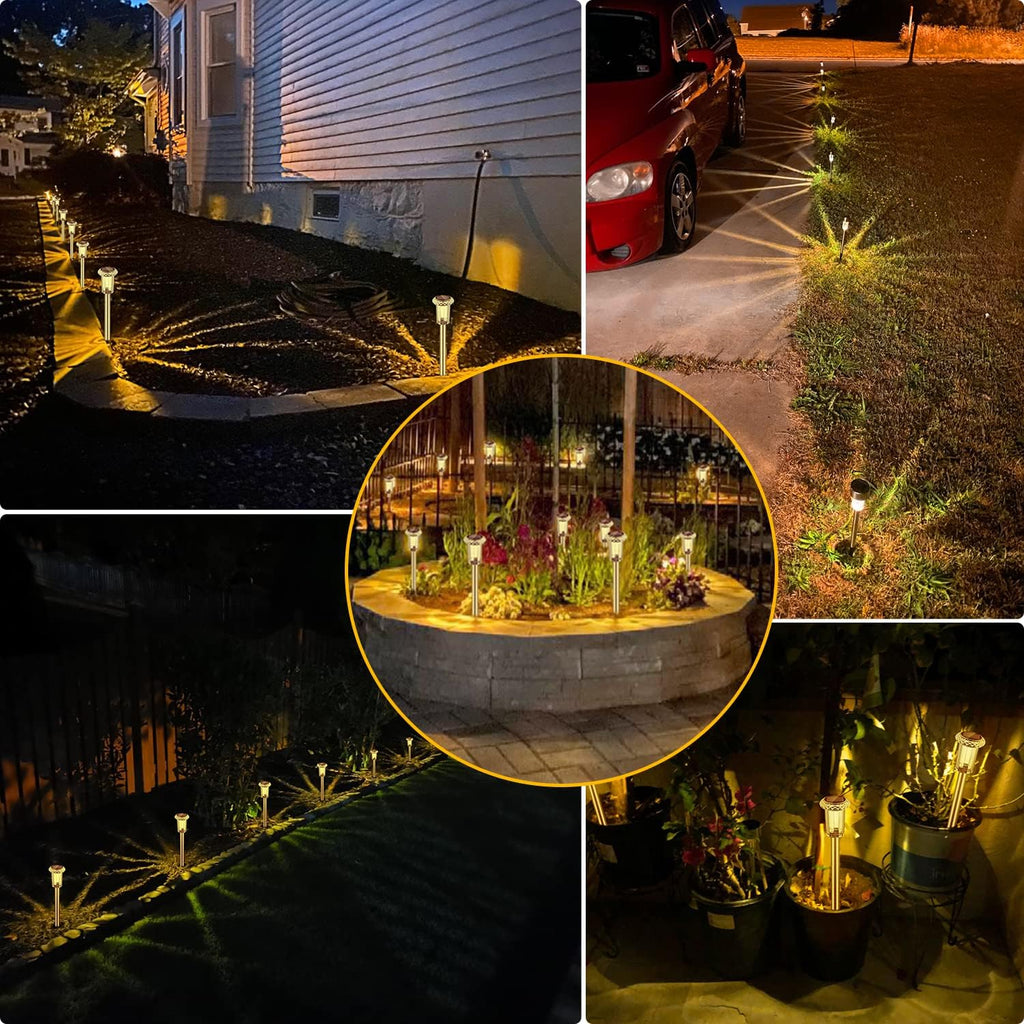 LED Solarleuchten Garten 6er Set warmweiss wasserdicht 4,5cm-7,9cm