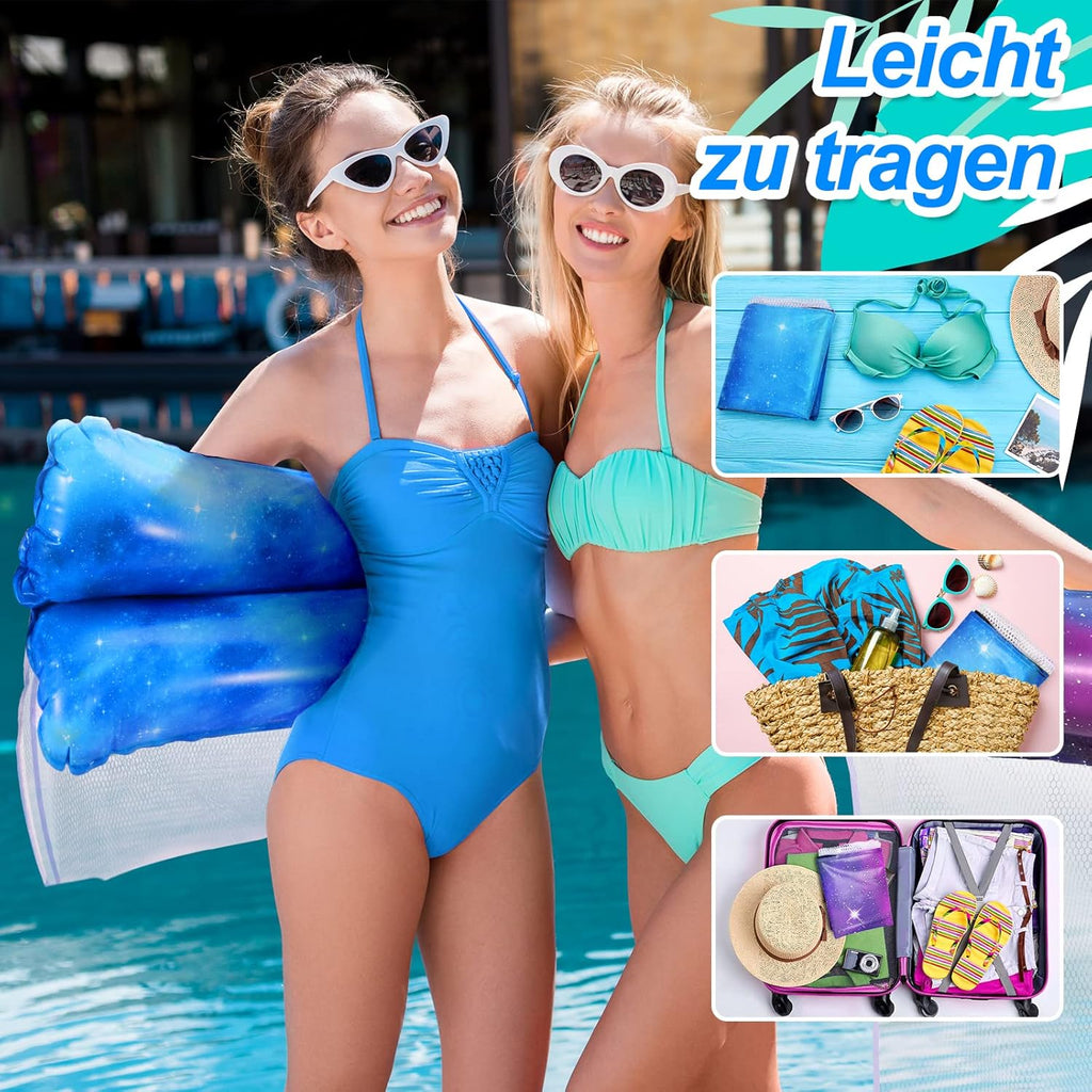 Dusor aufblasbare XL Pool-Luftmatratze Haengematte 2er Set fuer Erwachsene & Kinde