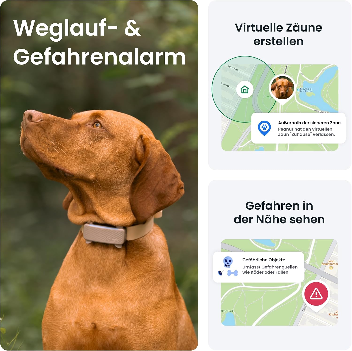 Tractive GPS Tracker 2025 Edition fuer Hunde Schwarz mit Live-Ortung