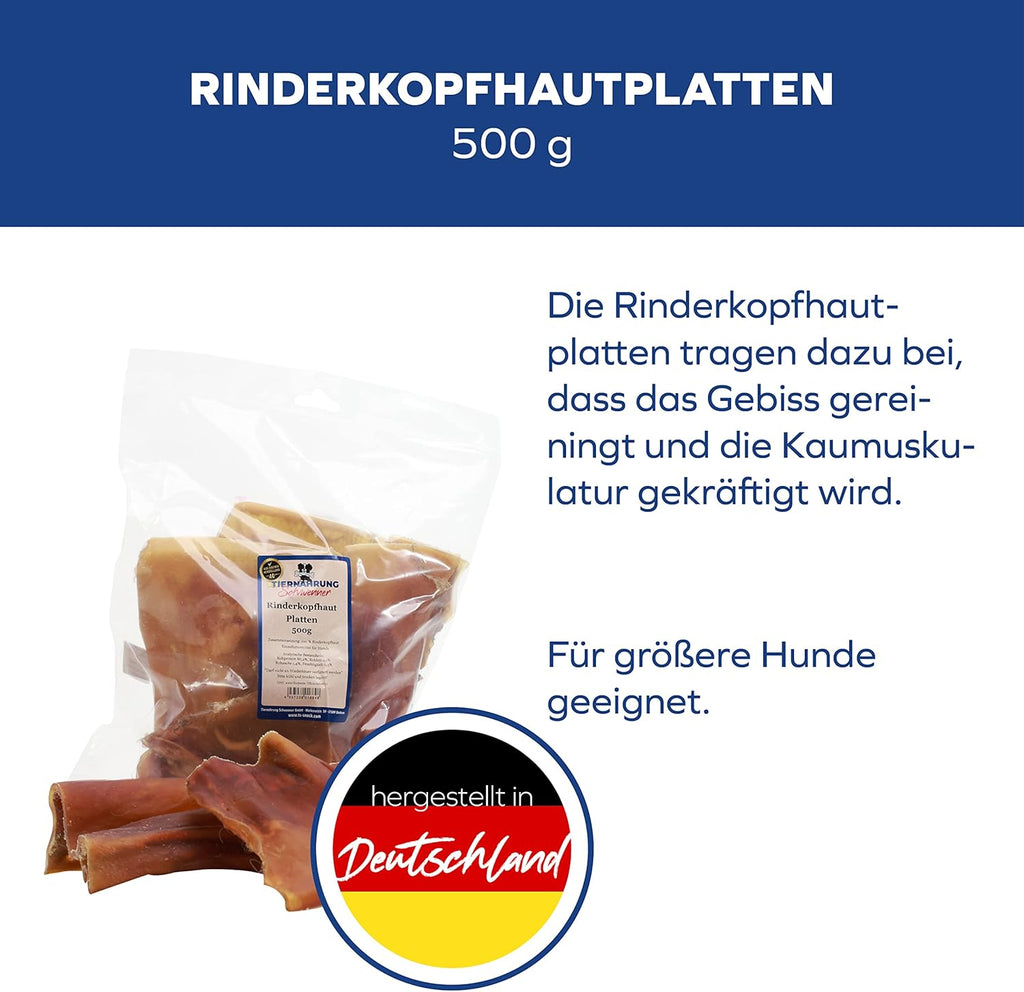 Rinderkopfhautplatten getrocknet Zahnpflege Kauartikel fuer Hunde