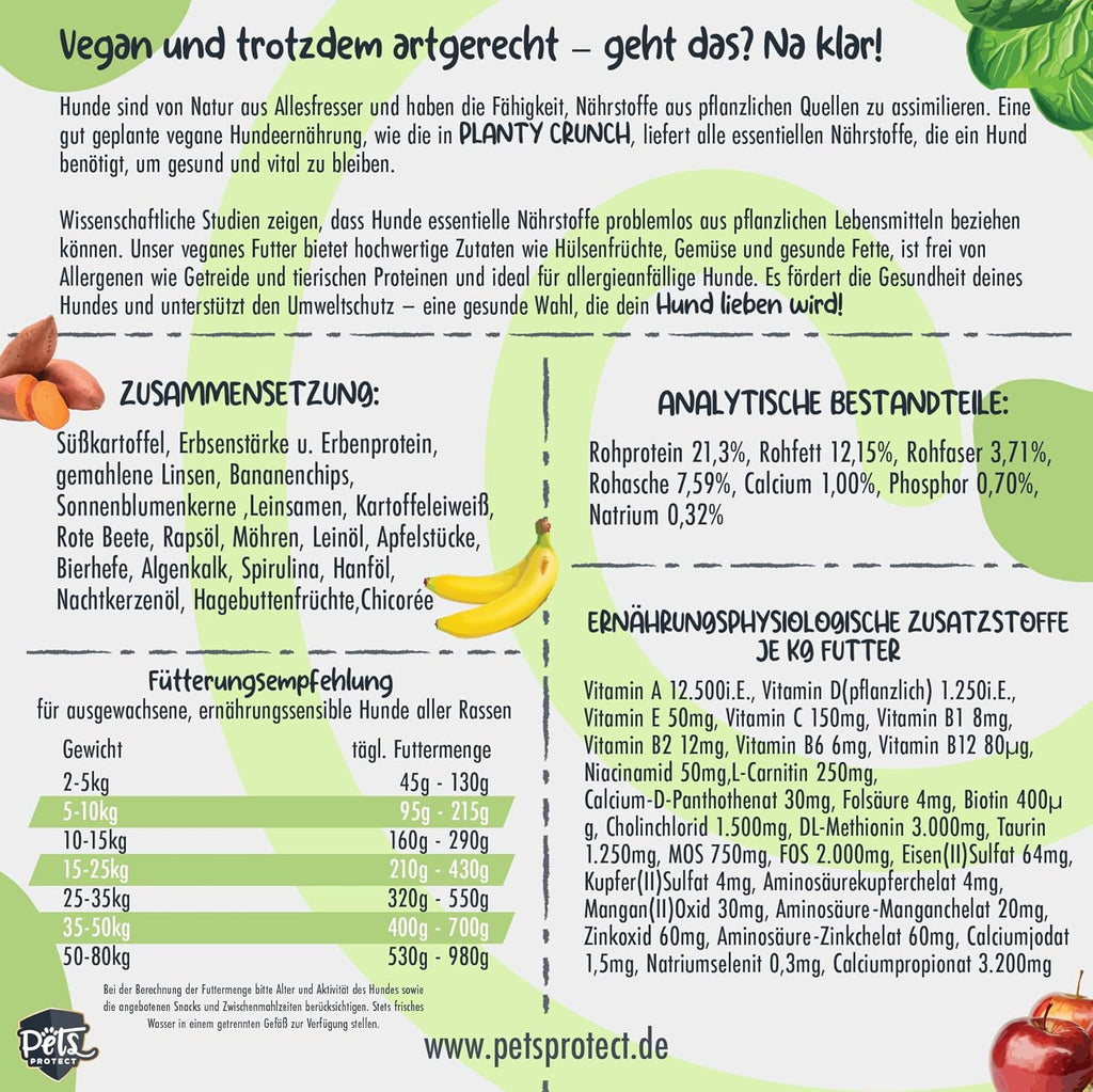Planty Crunch Veganes Hundefutter getreide- & sojafrei fuer Allergiker